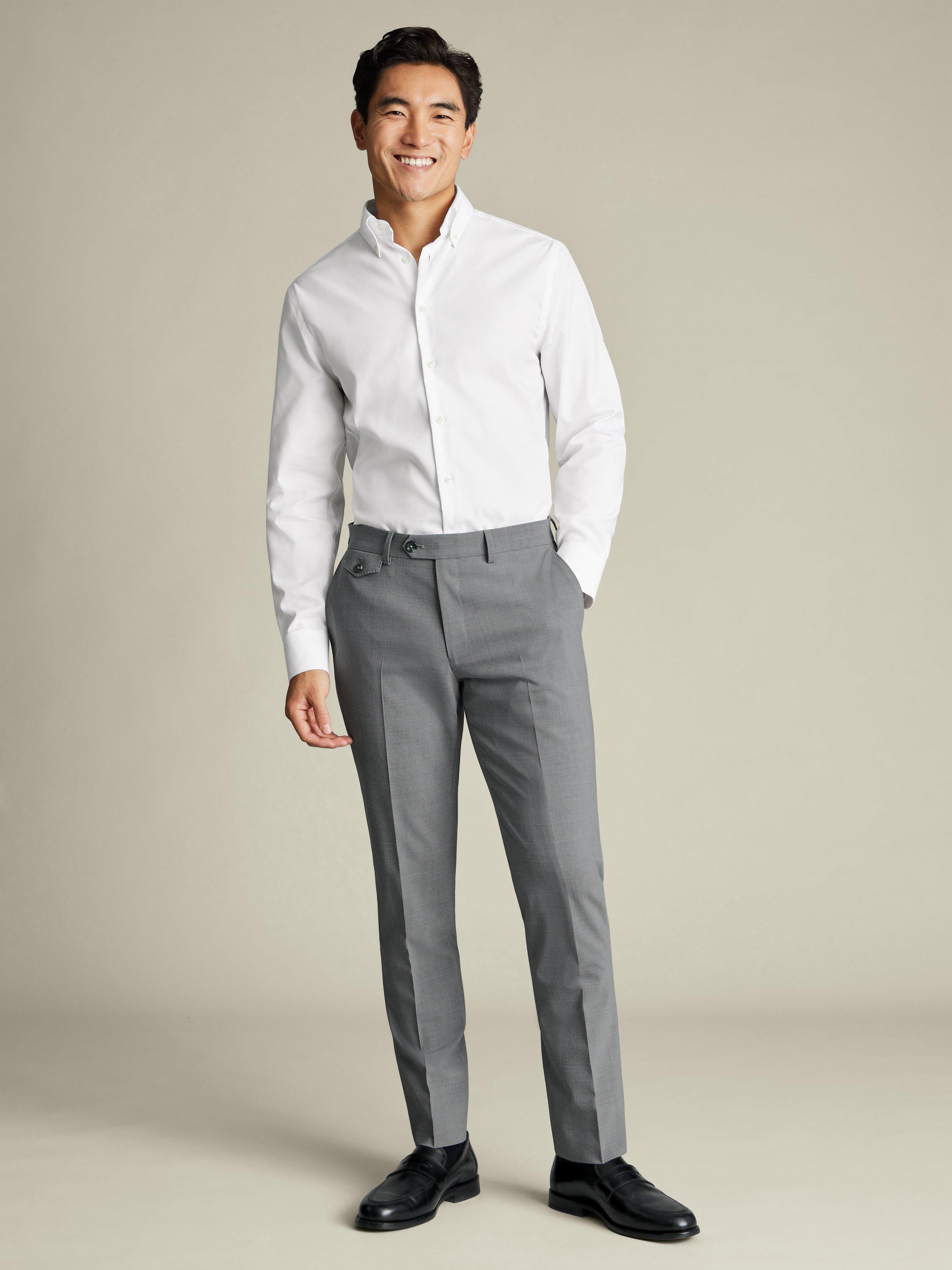 Product image 4 of 5, which shows Charles Tyrwhitt Slim Fit Wool Blend Trousers, Grey, 30S