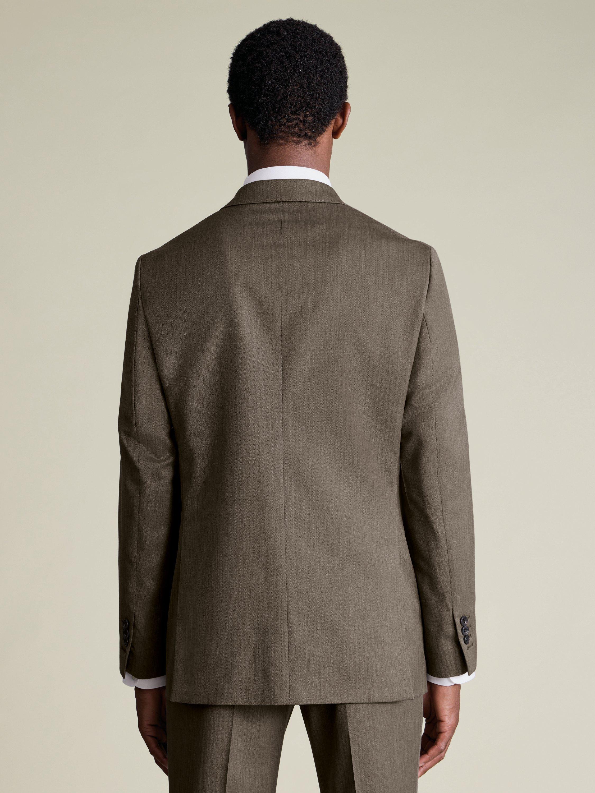 Product image 3 of 4, which shows Charles Tyrwhitt Regular Fit Single Breasted Herringbone Wool Blazer, Mocha, 36R
