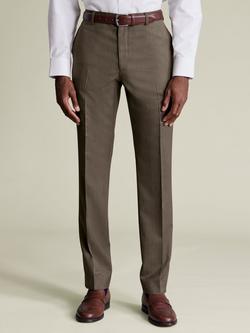 Charles Tyrwhitt Ultimate Performance Herringbone Wool Trousers, Mocha, Mocha