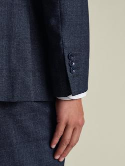 Charles Tyrwhitt Regular Fit Single Breasted Check Wool Blazer - view 2, Steel Blue