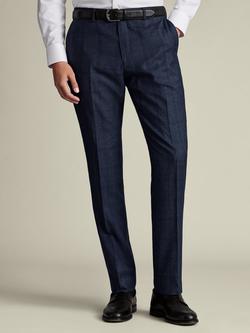 Charles Tyrwhitt Super 120s Merino Wool Check Suit Trousers, Steel Blue, Steel Blue