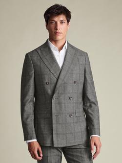 Charles Tyrwhitt Regular Fit Double Breasted Check Wool Blazer, Grey