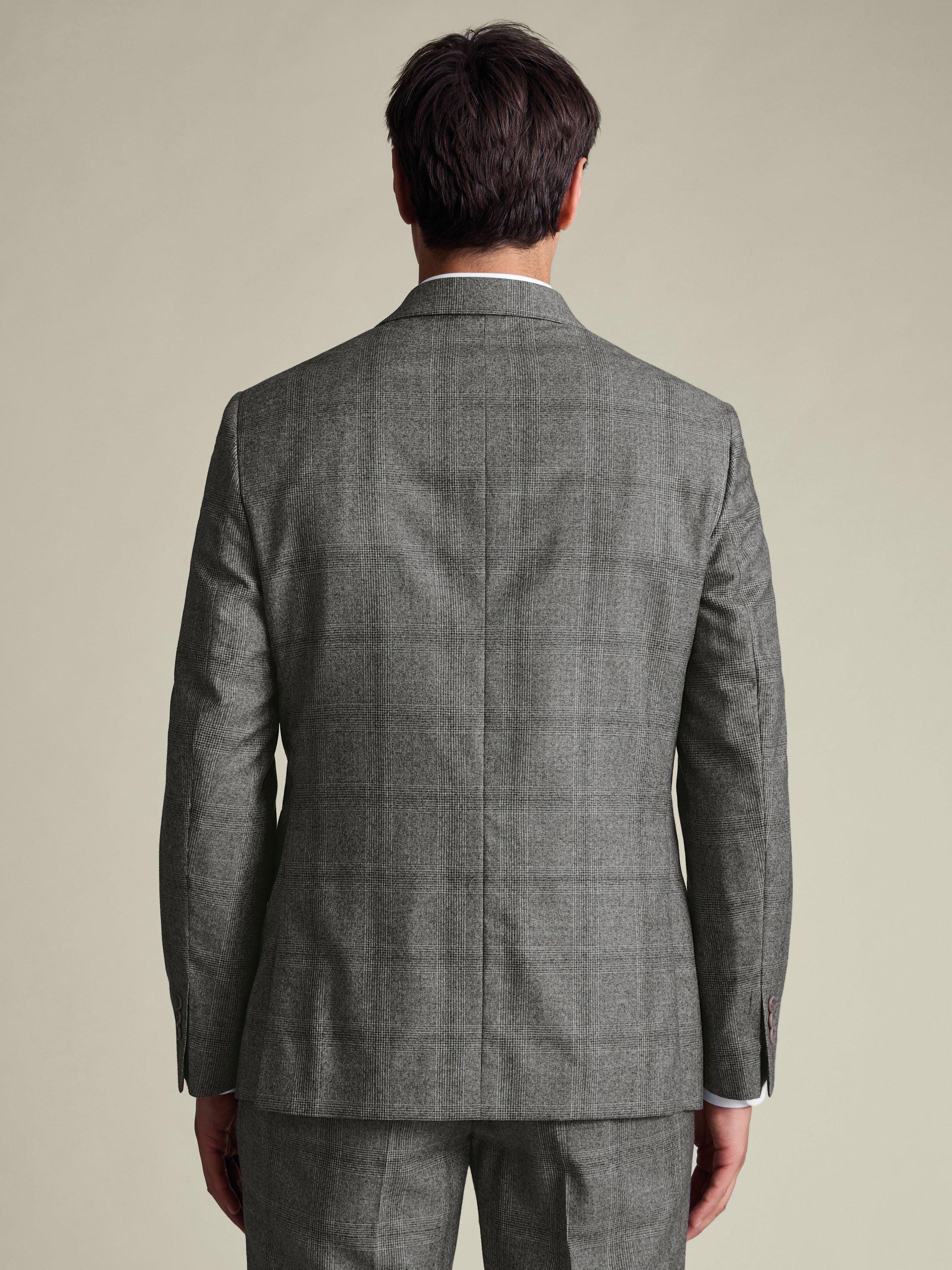 Product image 3 of 5, which shows Charles Tyrwhitt Regular Fit Double Breasted Check Wool Blazer, Grey, 36R