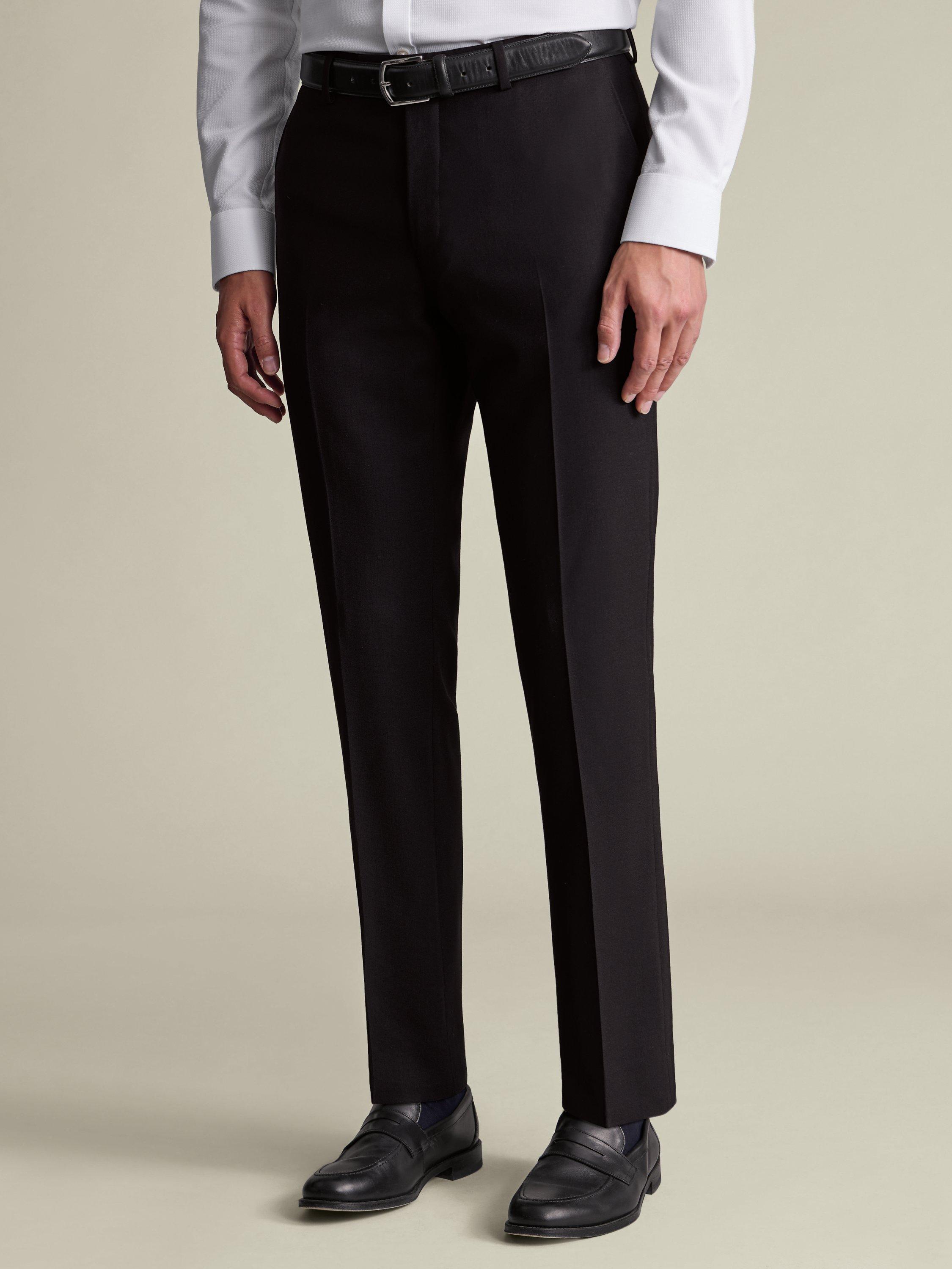 Product image 1 of 4, which shows Charles Tyrwhitt Wool Suit Trousers, Black, 30S