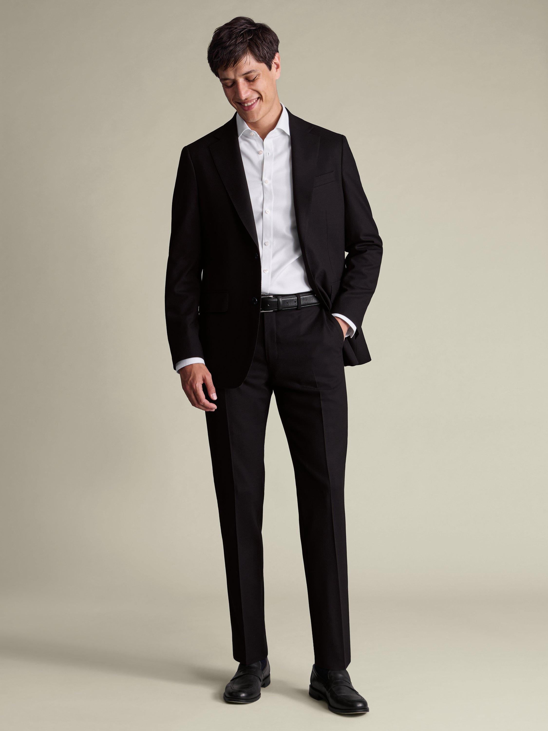 Product image 4 of 4, which shows Charles Tyrwhitt Wool Suit Trousers, Black, 30S