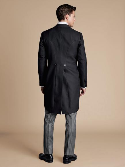Charles Tyrwhitt Single Breasted Herringbone Wool Morning Coat - view 2, Black