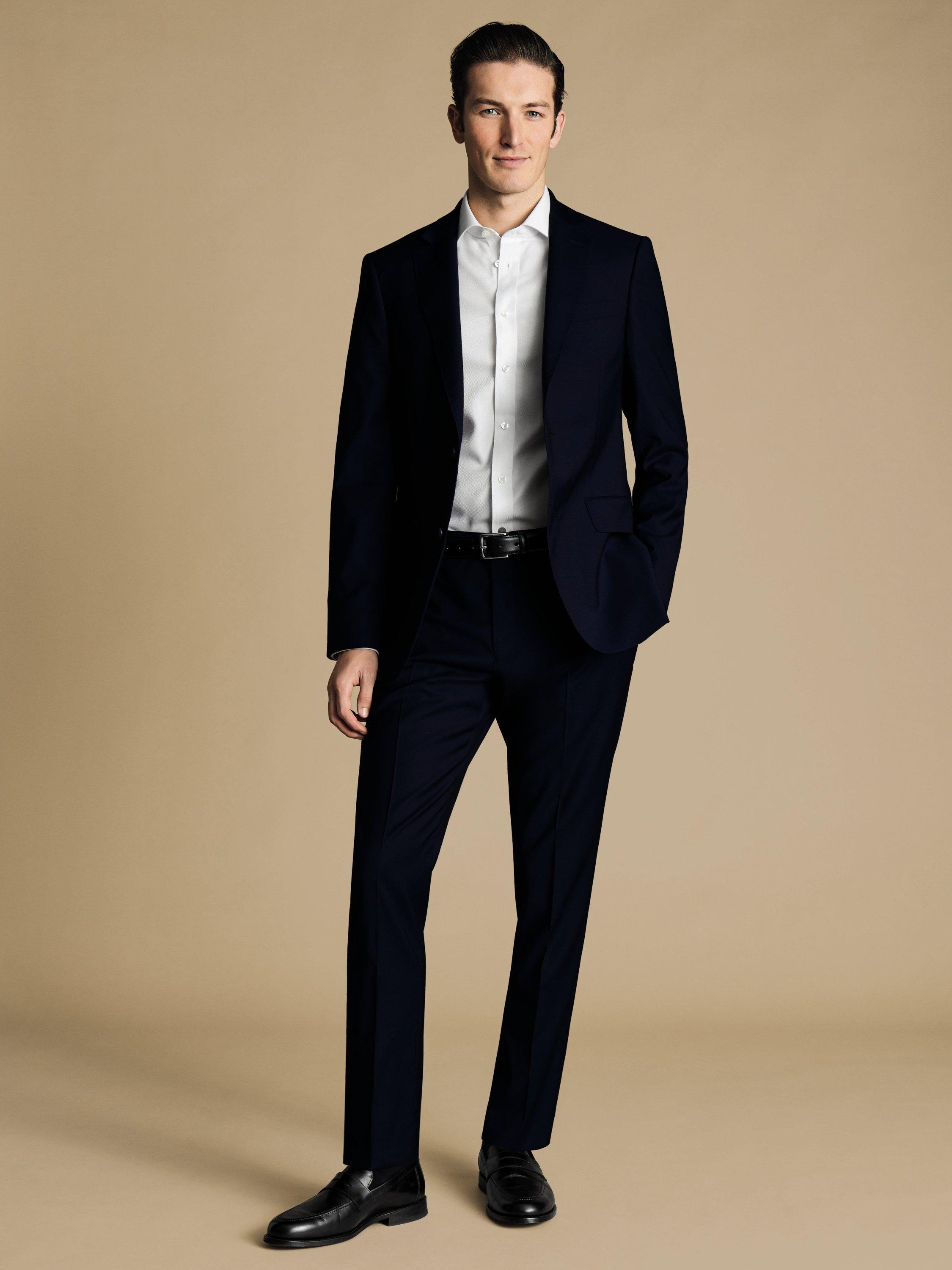 Product image 3 of 6, which shows Charles Tyrwhitt Slim Fit Single Breasted Wool Blend Blazer, Dark Navy, 36R