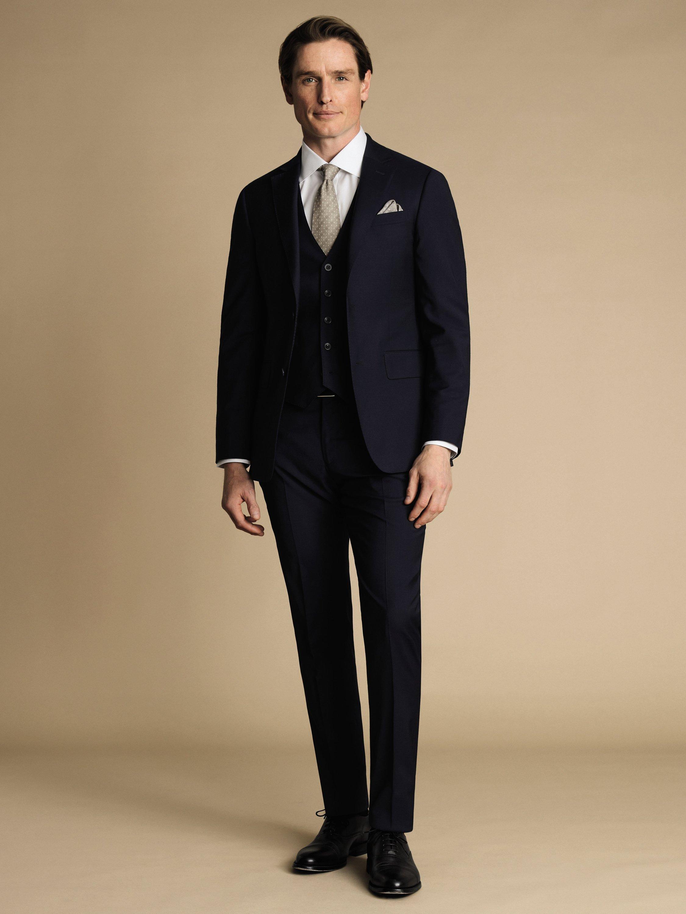 Product image 5 of 6, which shows Charles Tyrwhitt Slim Fit Single Breasted Wool Blend Blazer, Dark Navy, 36R
