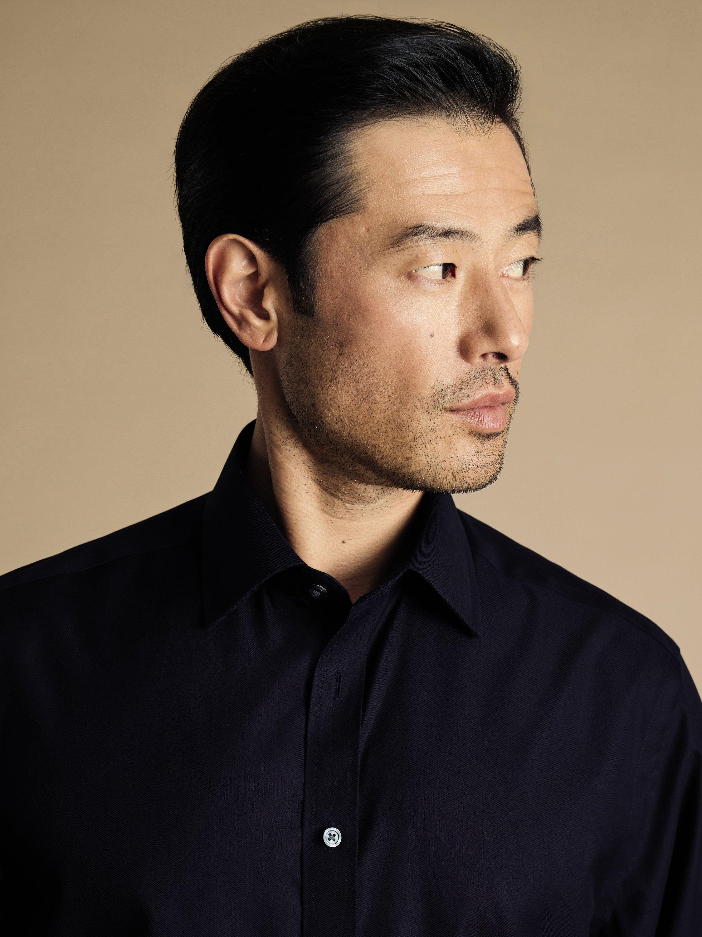 Product image 2 of 4, which shows Charles Tyrwhitt Regular Fit Cotton Shirt, Navy, 16/34