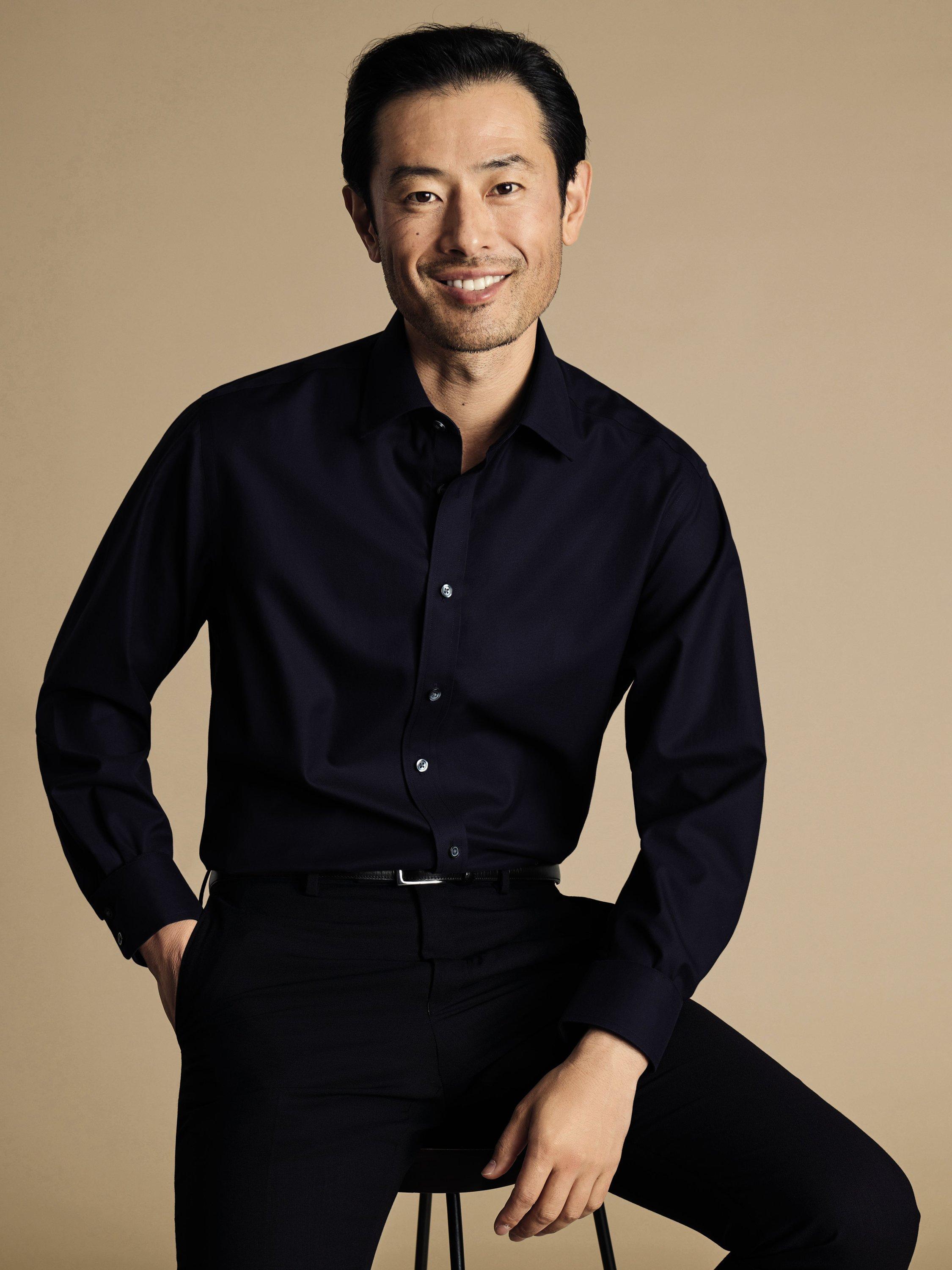 Product image 4 of 4, which shows Charles Tyrwhitt Regular Fit Cotton Shirt, Navy, 16/34