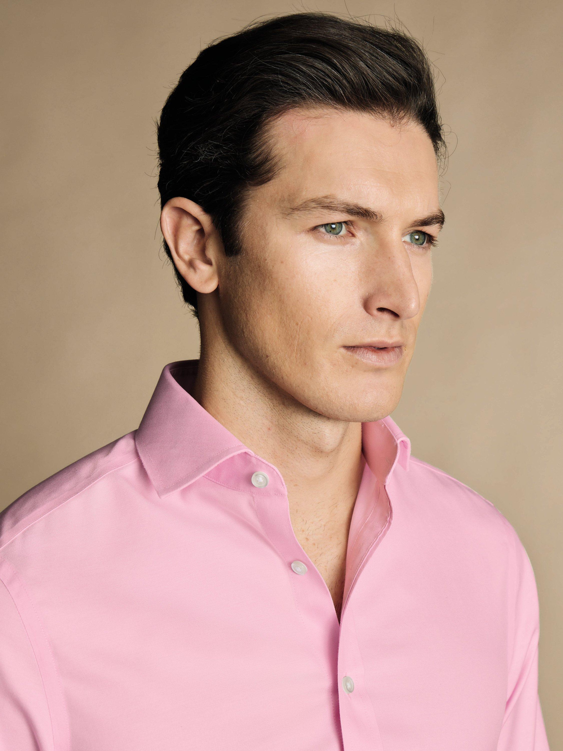 Product image 2 of 5, which shows Charles Tyrwhitt Regular Fit Cotton Shirt, Pink, 16/33