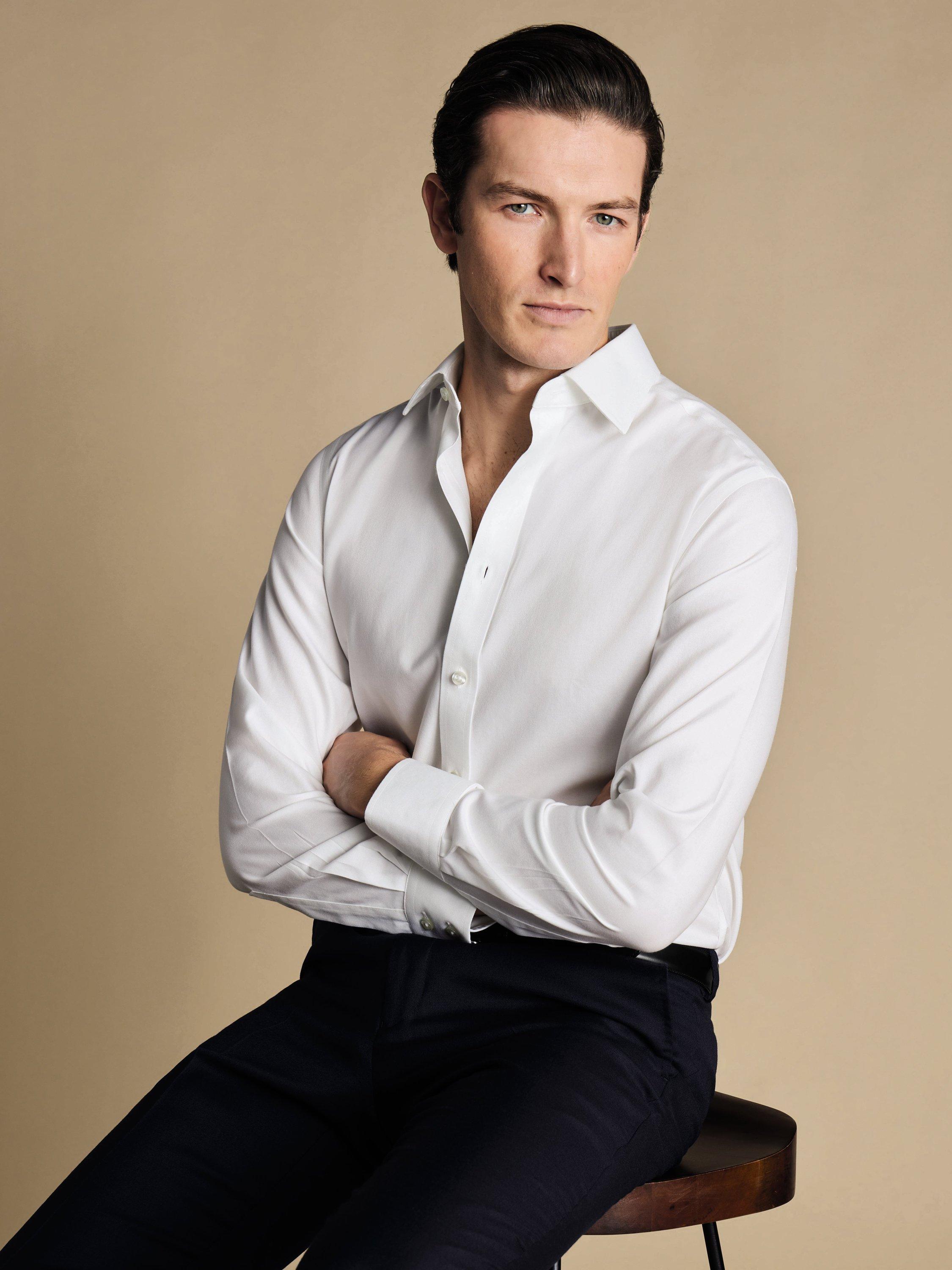 Product image 1 of 5, which shows Charles Tyrwhitt Regular Fit Cotton Shirt, White, 18/36