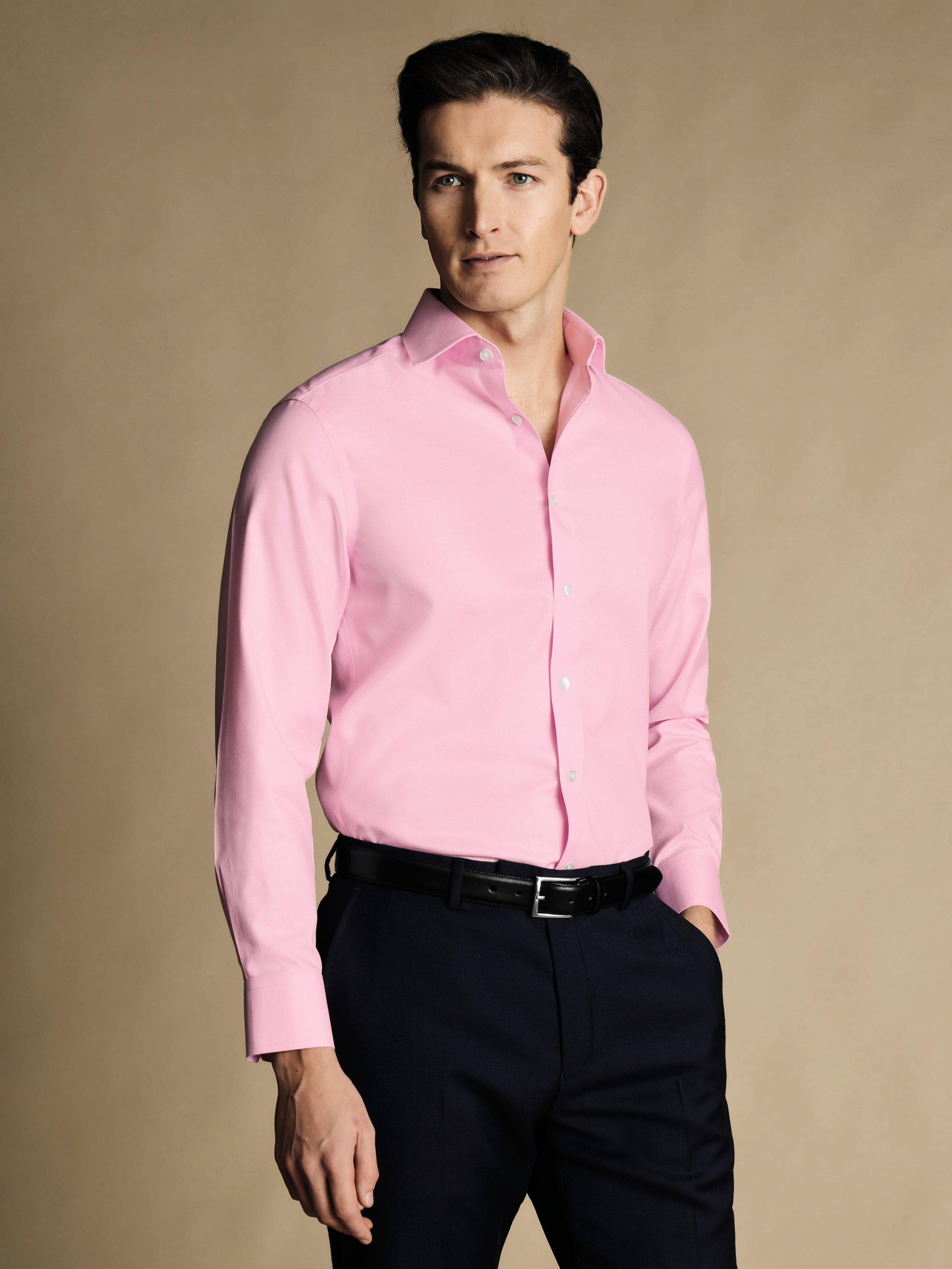 Product image 1 of 5, which shows Charles Tyrwhitt Regular Fit Cotton Shirt, Pink, 15/34