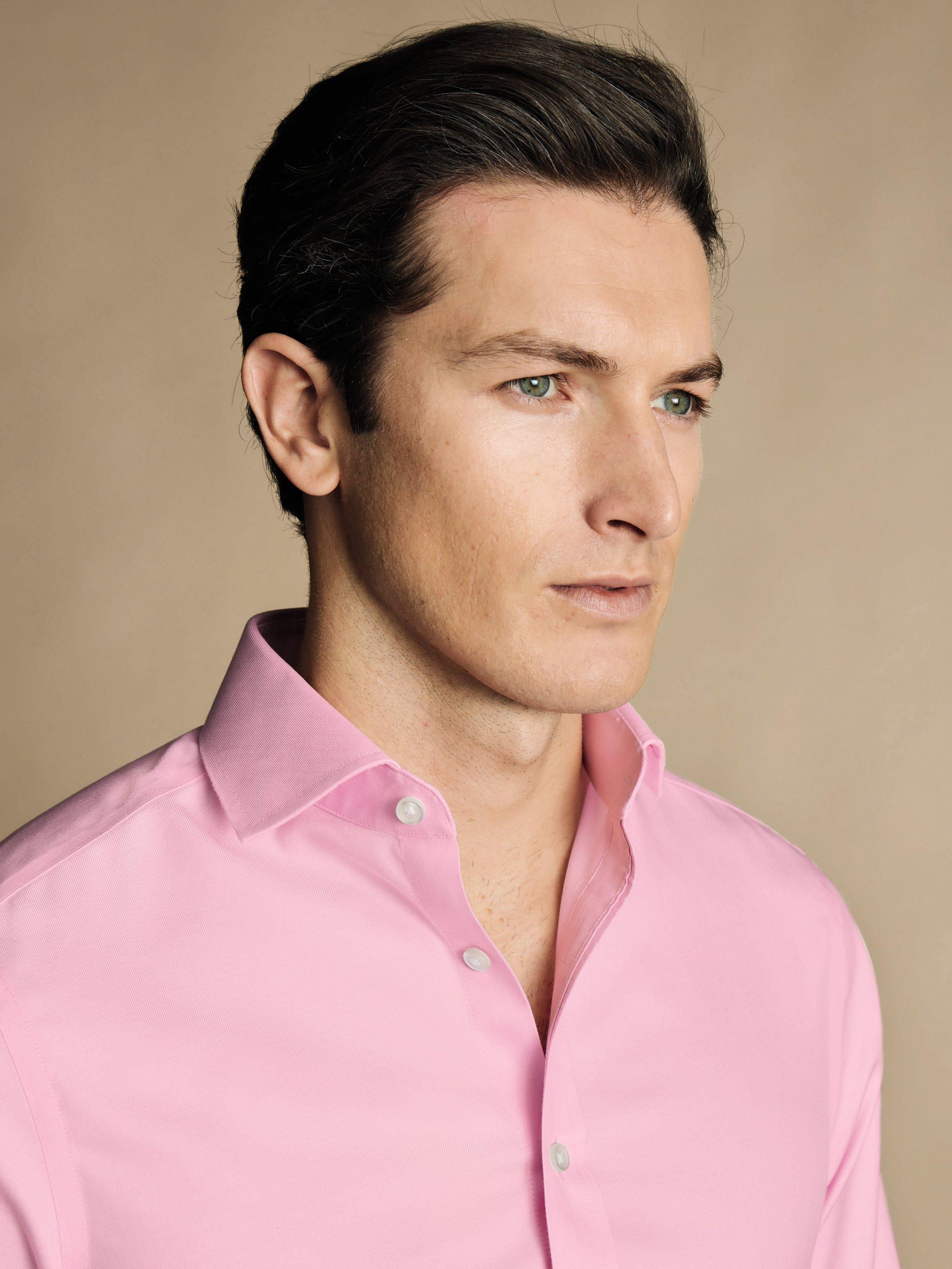 Product image 2 of 5, which shows Charles Tyrwhitt Regular Fit Cotton Shirt, Pink, 15/34
