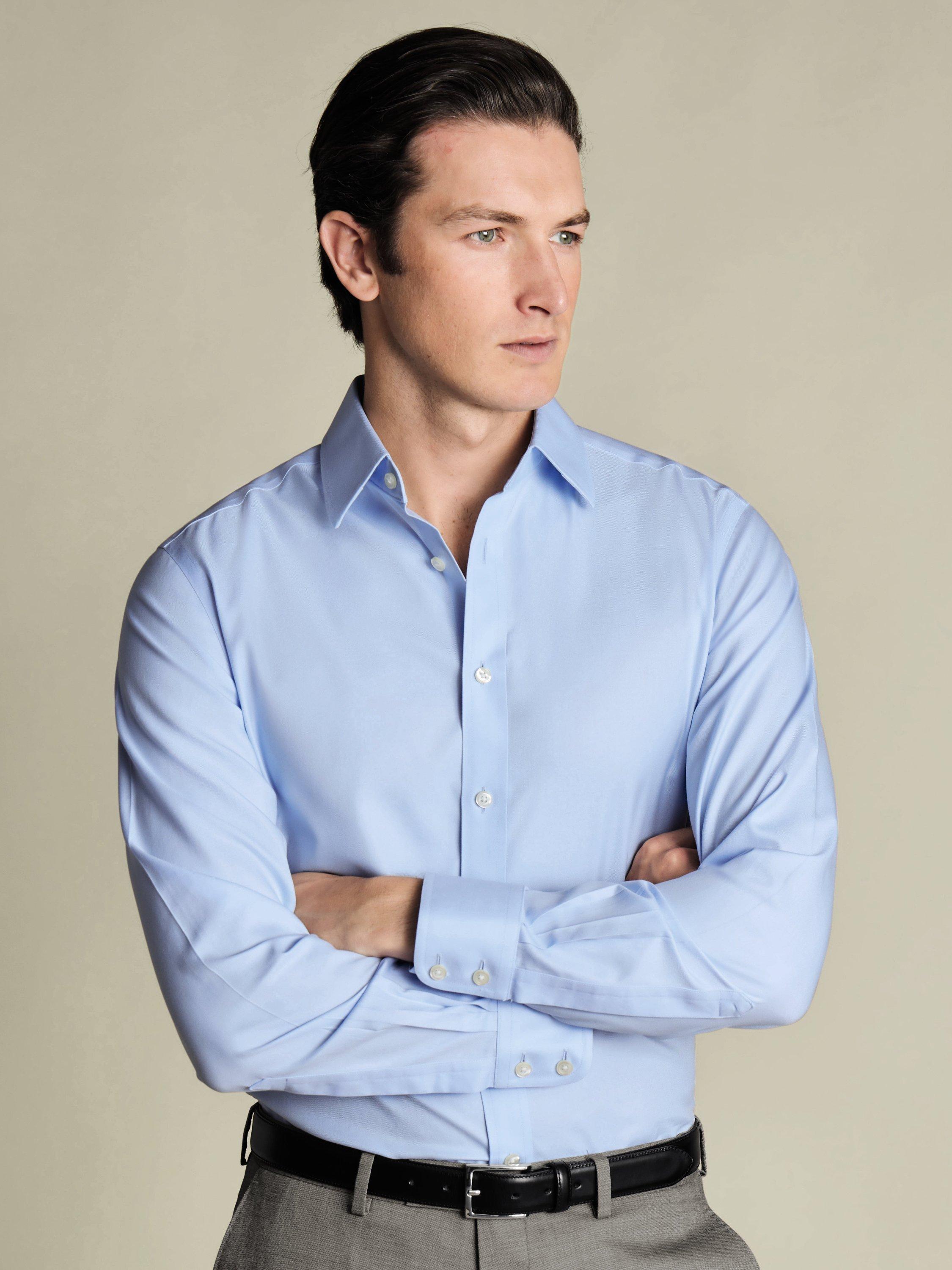 Product image 1 of 5, which shows Charles Tyrwhitt Slim Fit Cotton Shirt, Sky Blue, 15/34