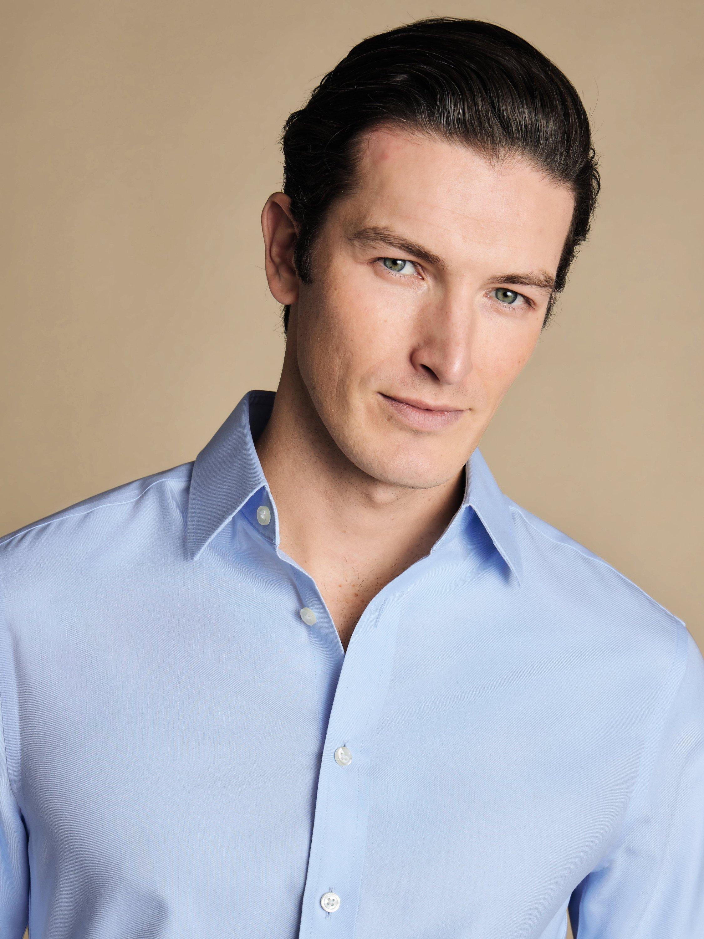 Product image 2 of 5, which shows Charles Tyrwhitt Slim Fit Cotton Shirt, Sky Blue, 15/34