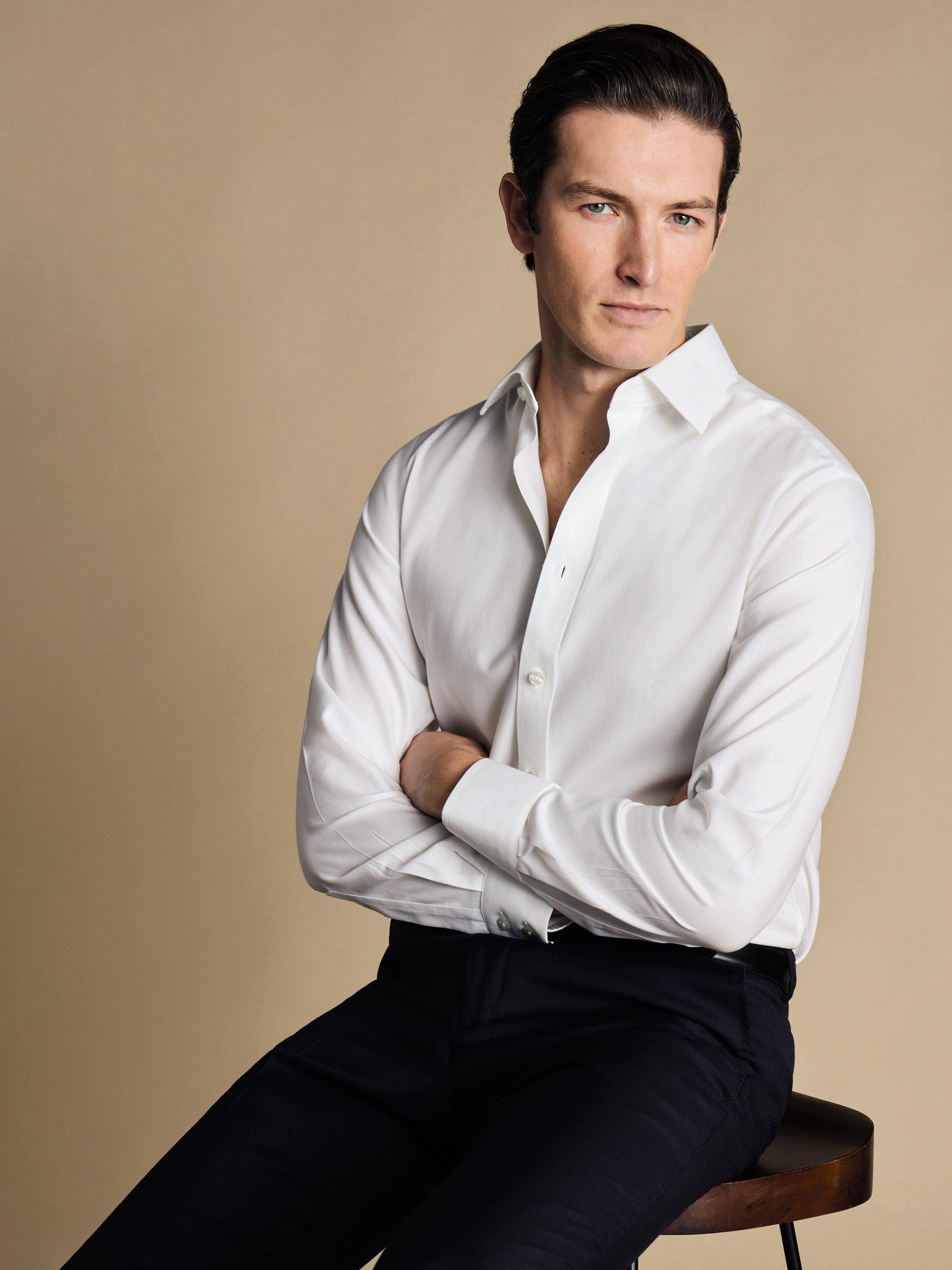 Product image 1 of 5, which shows Charles Tyrwhitt Regular Fit Cotton Shirt, White, 15.5/34