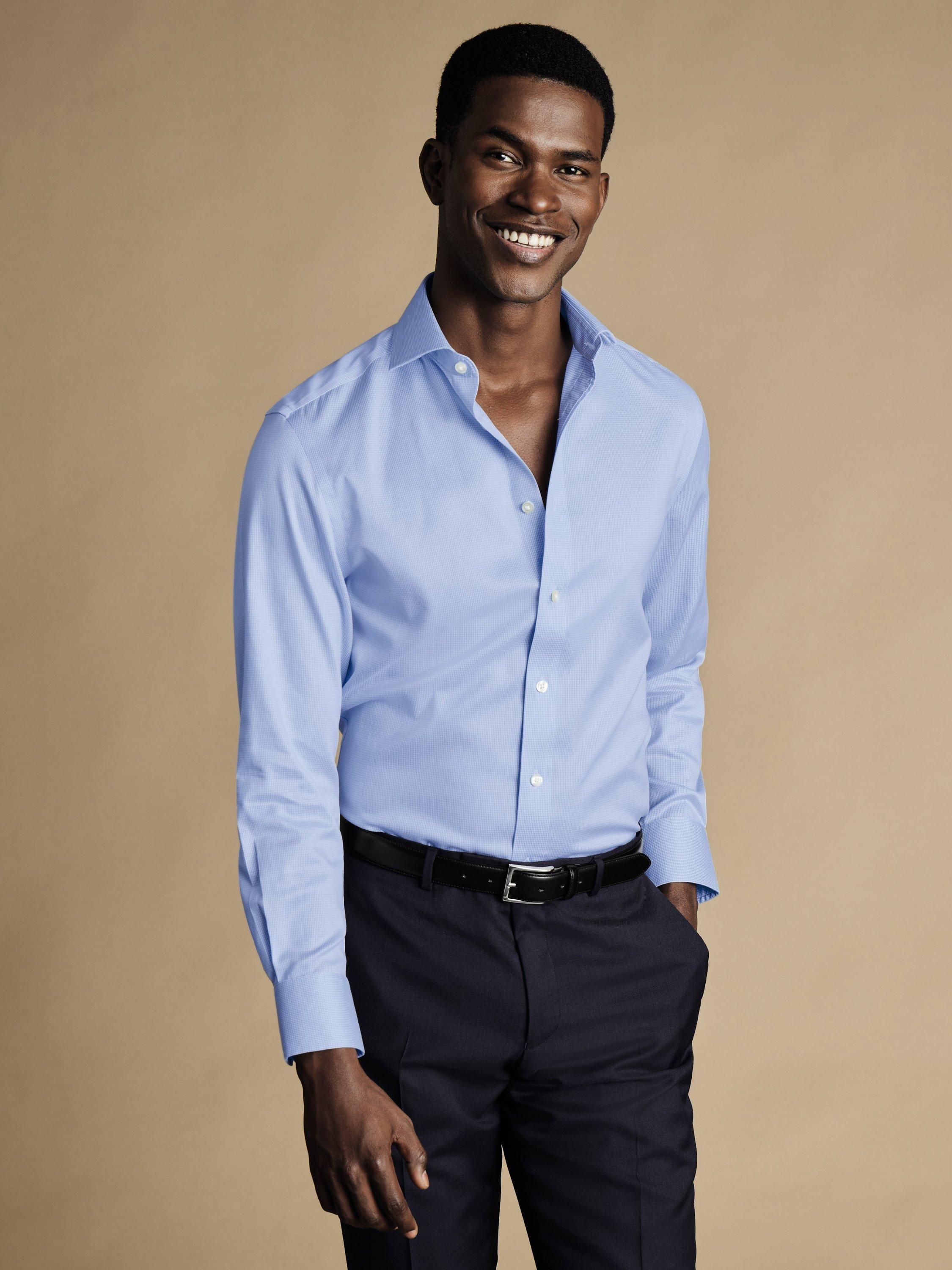 Product image 1 of 5, which shows Charles Tyrwhitt Regular Fit Cotton Shirt, Sky Blue, 15/33