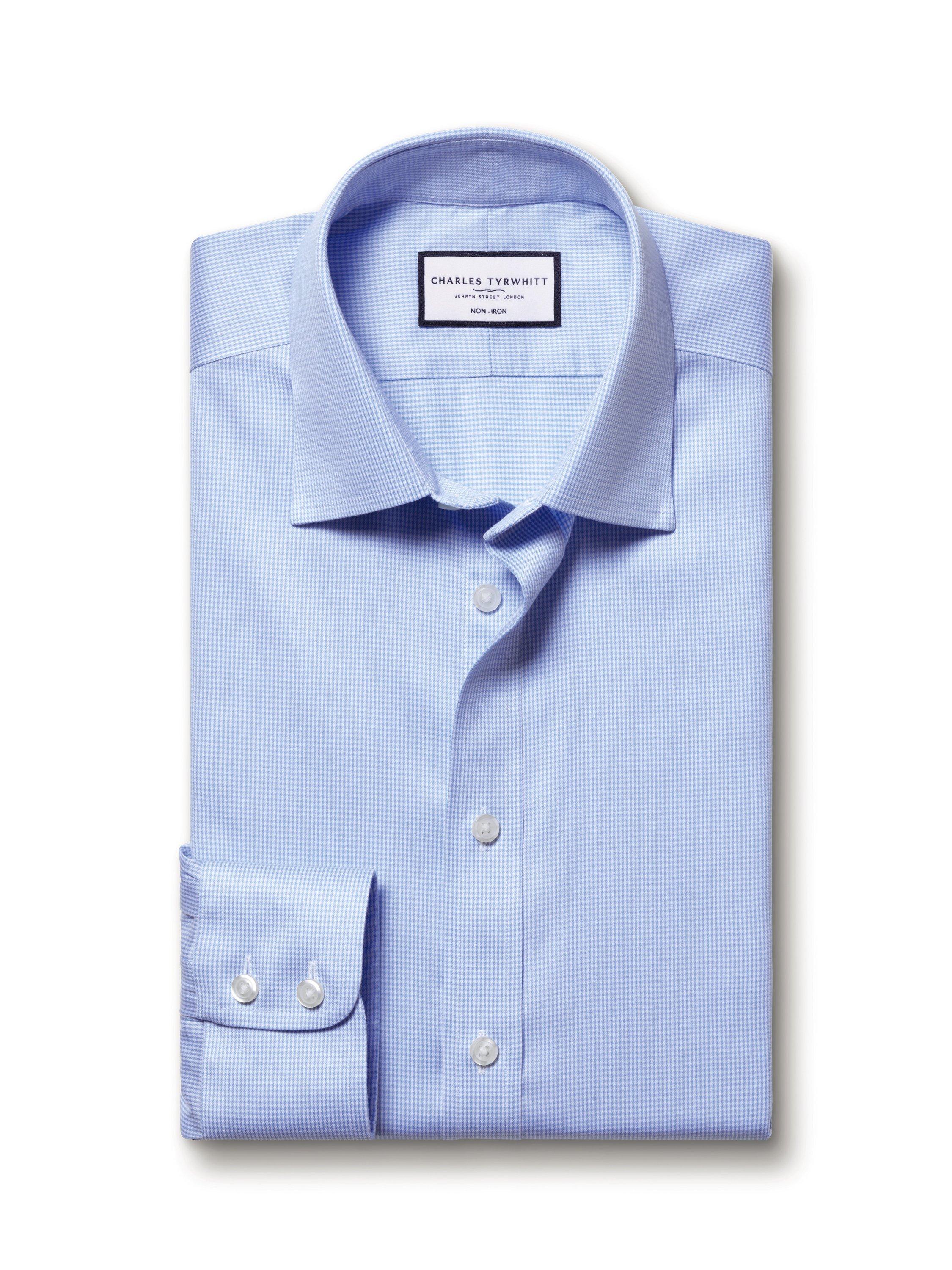 Product image 4 of 5, which shows Charles Tyrwhitt Regular Fit Cotton Shirt, Sky Blue, 15/33