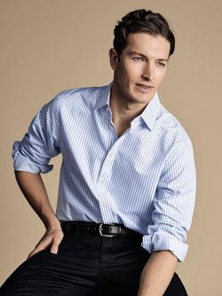 Charles Tyrwhitt Slim Fit Stripe Cotton Shirt - view 2, White/Sky