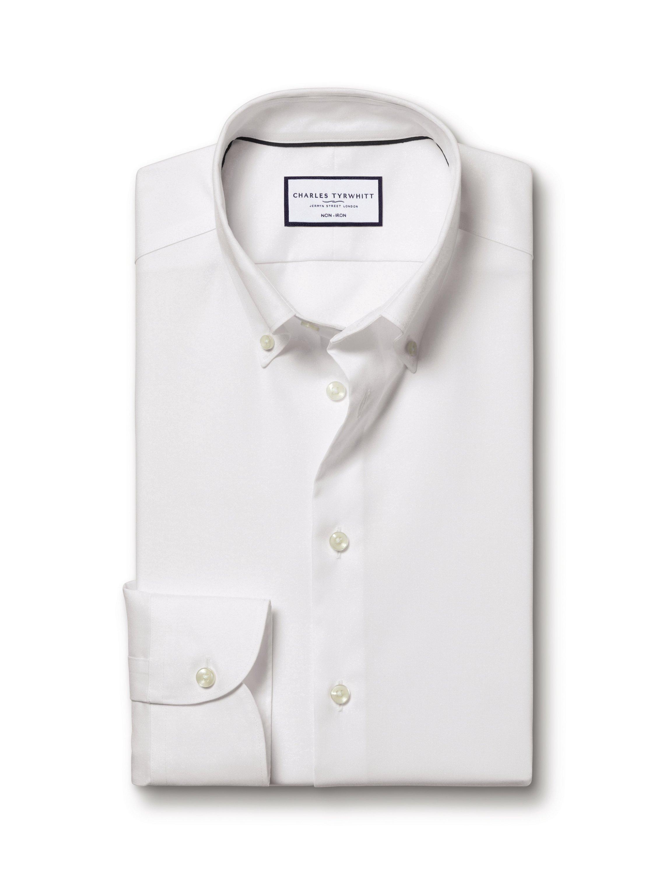 Product image 4 of 5, which shows Charles Tyrwhitt Regular Fit Button Down Collar Cotton Shirt, White, 15/33