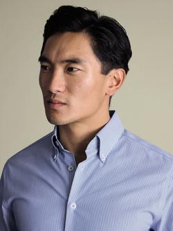 Charles Tyrwhitt Regular Fit Button Down Collar Stripe Cotton Shirt, Cobalt Blue - view 2, Cobalt Blue