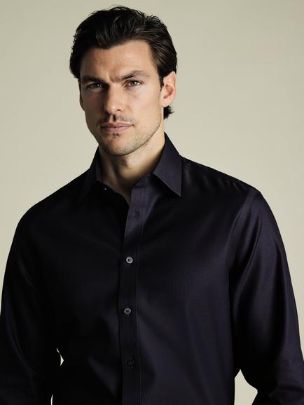 Charles Tyrwhitt Regular Fit Cotton Shirt - view 2, Navy