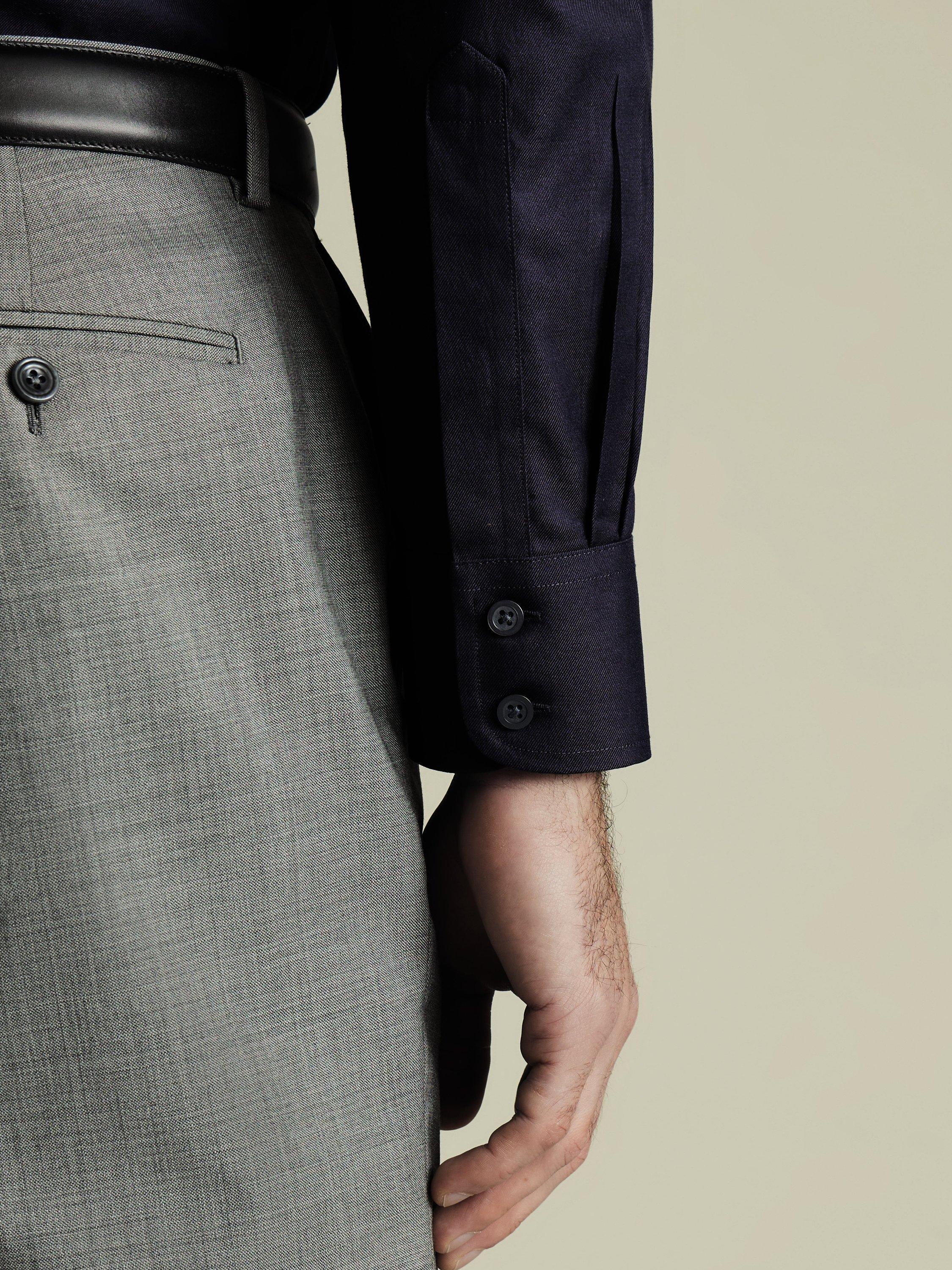 Product image 3 of 6, which shows Charles Tyrwhitt Regular Fit Cotton Shirt, Navy, 15/33