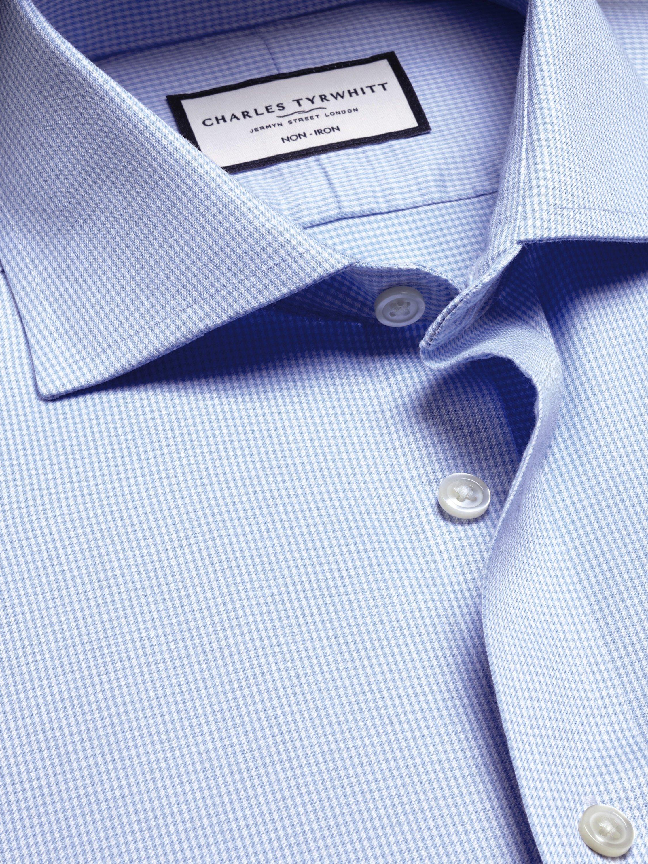 Product image 3 of 5, which shows Charles Tyrwhitt Regular Fit Cotton Shirt, Sky Blue, 15.5/34