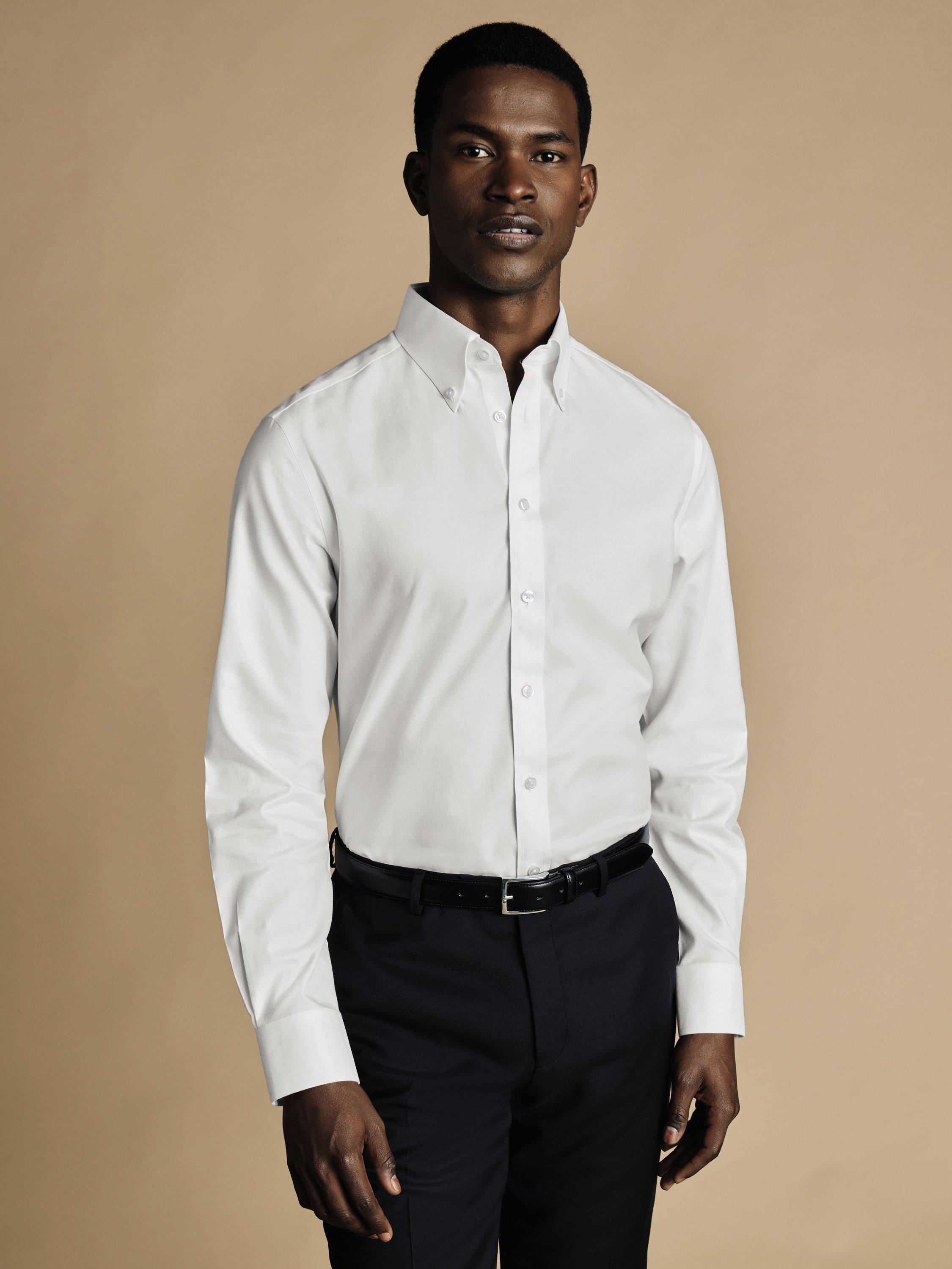 Product image 1 of 5, which shows Charles Tyrwhitt Regular Fit Button Down Collar Cotton Shirt, White, 16/35