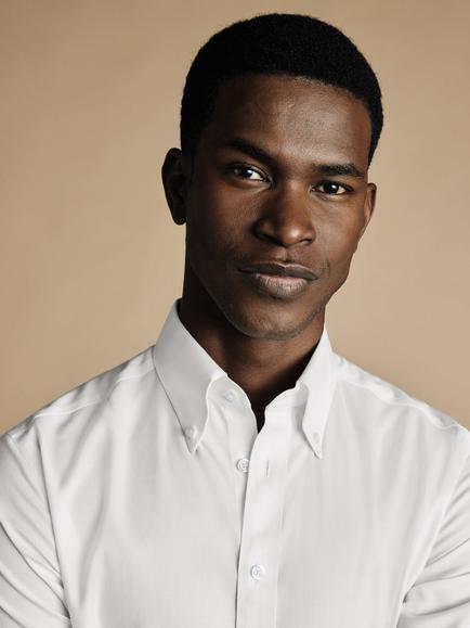 Charles Tyrwhitt Regular Fit Button Down Collar Cotton Shirt, White - view 2, White