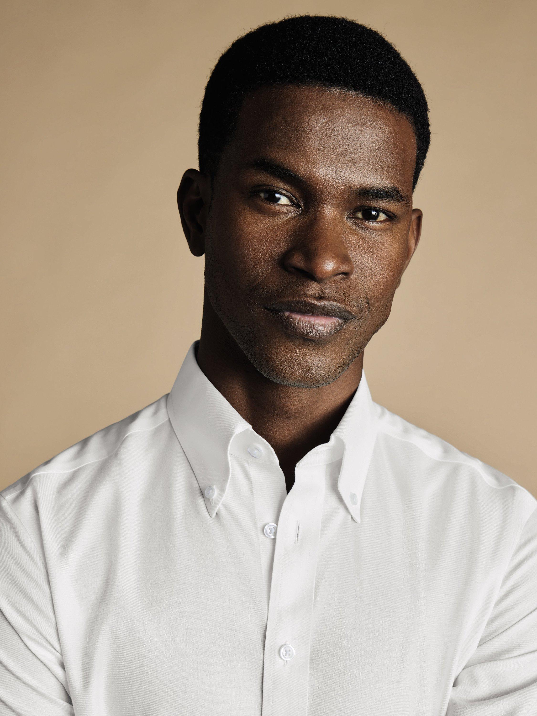 Product image 2 of 5, which shows Charles Tyrwhitt Regular Fit Button Down Collar Cotton Shirt, White, 15.5/35