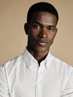 Charles Tyrwhitt Regular Fit Button Down Collar Cotton Shirt - view 2, White