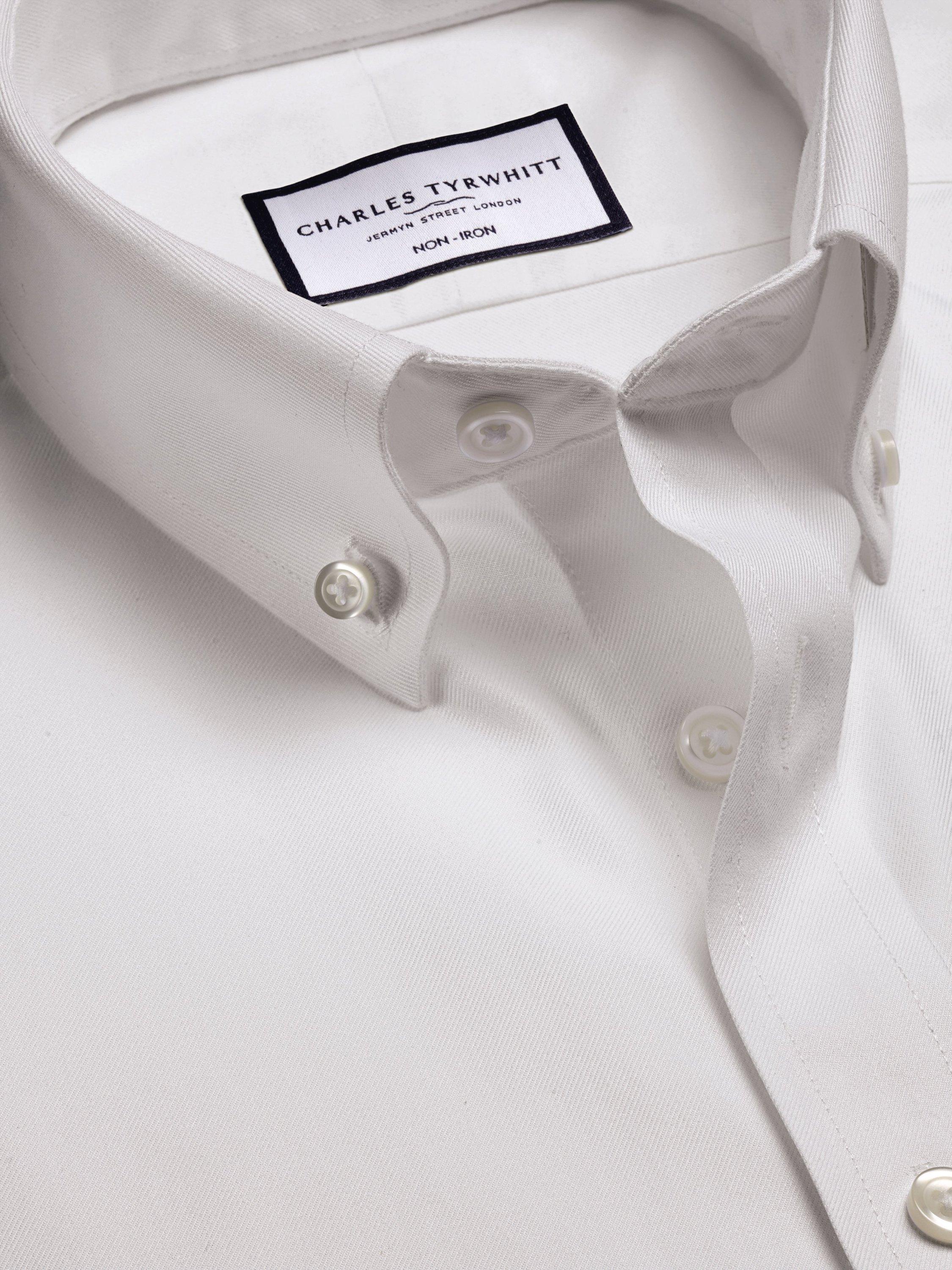 Product image 3 of 5, which shows Charles Tyrwhitt Regular Fit Button Down Collar Cotton Shirt, White, 15.5/35