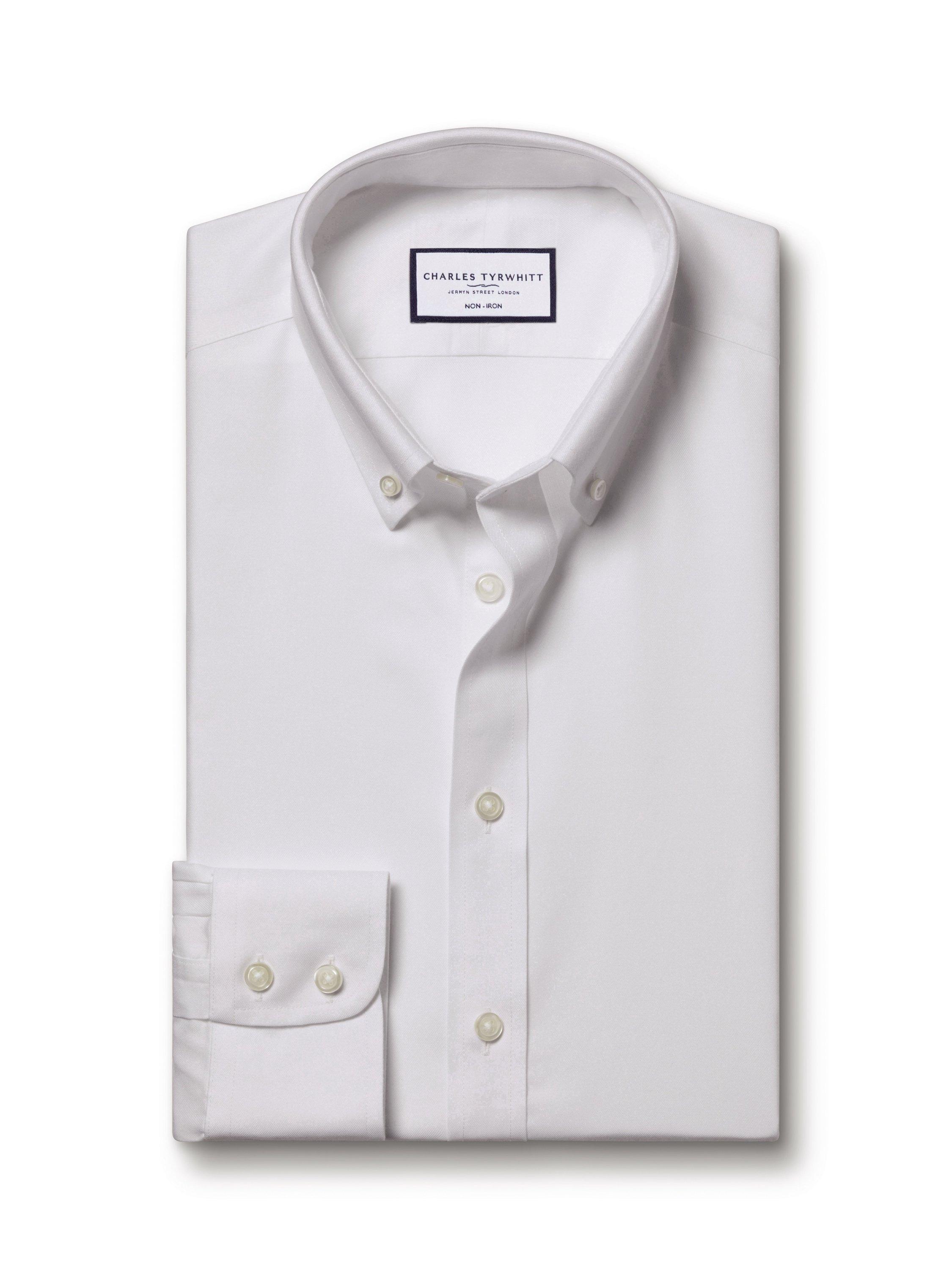 Product image 4 of 5, which shows Charles Tyrwhitt Regular Fit Button Down Collar Cotton Shirt, White, 15.5/35