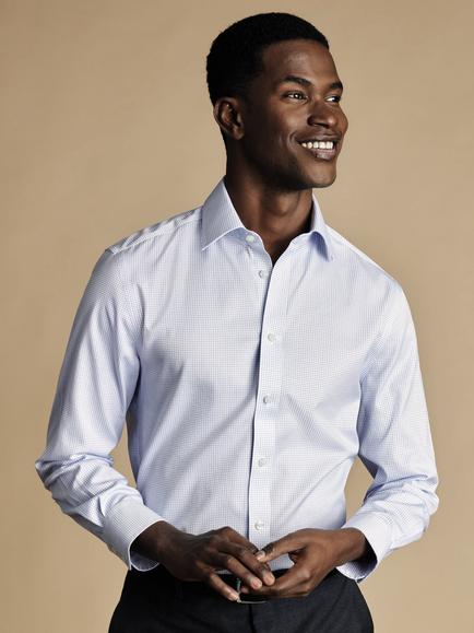 Charles Tyrwhitt Regular Fit Check Cotton Shirt, Sky Blue