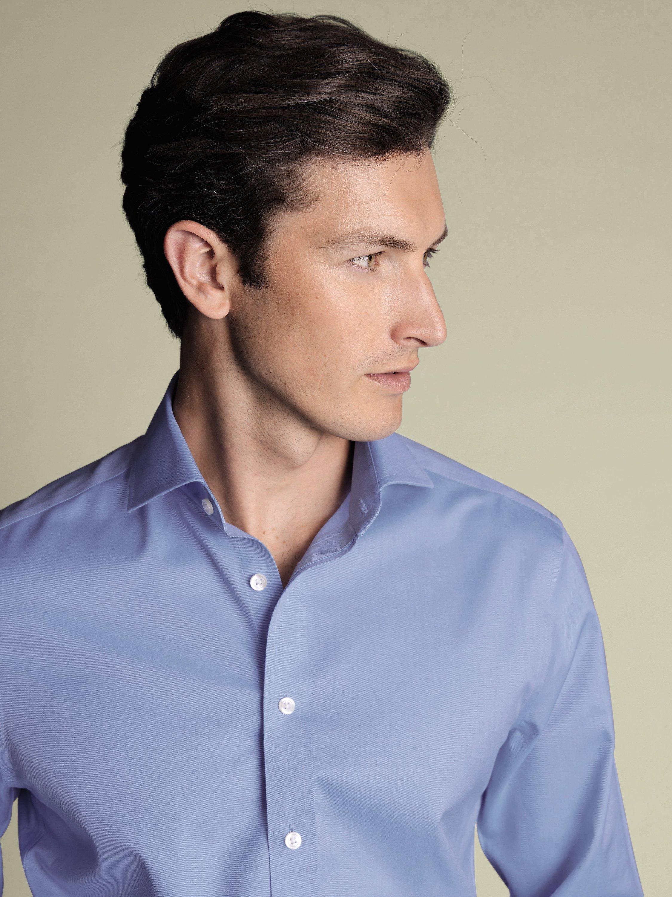 Product image 2 of 5, which shows Charles Tyrwhitt Regular Fit Cotton Shirt, Cornflower Blue, 16.5/34