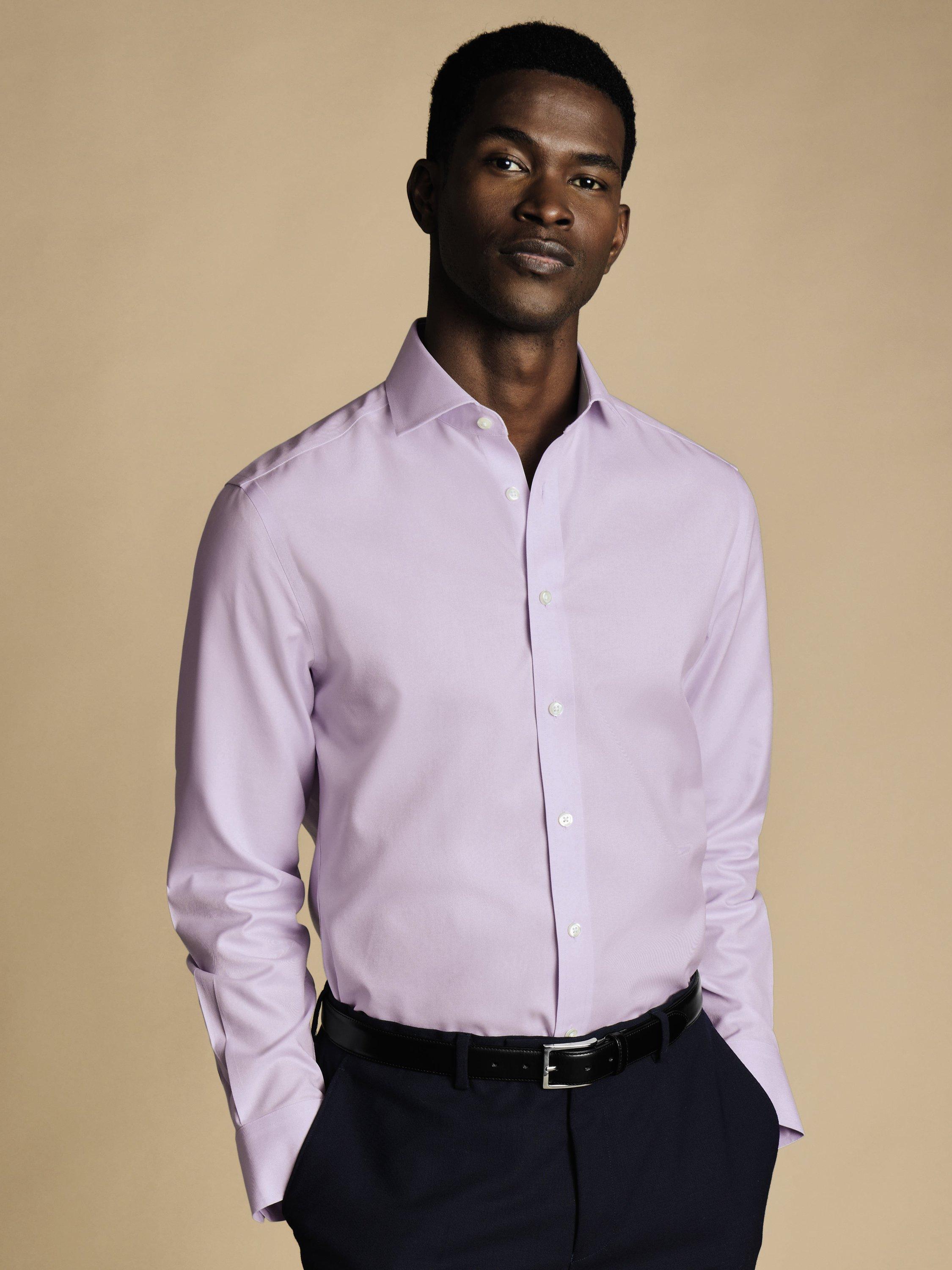 Product image 1 of 5, which shows Charles Tyrwhitt Slim Fit Cotton Shirt, Lilac Purple, 17/37