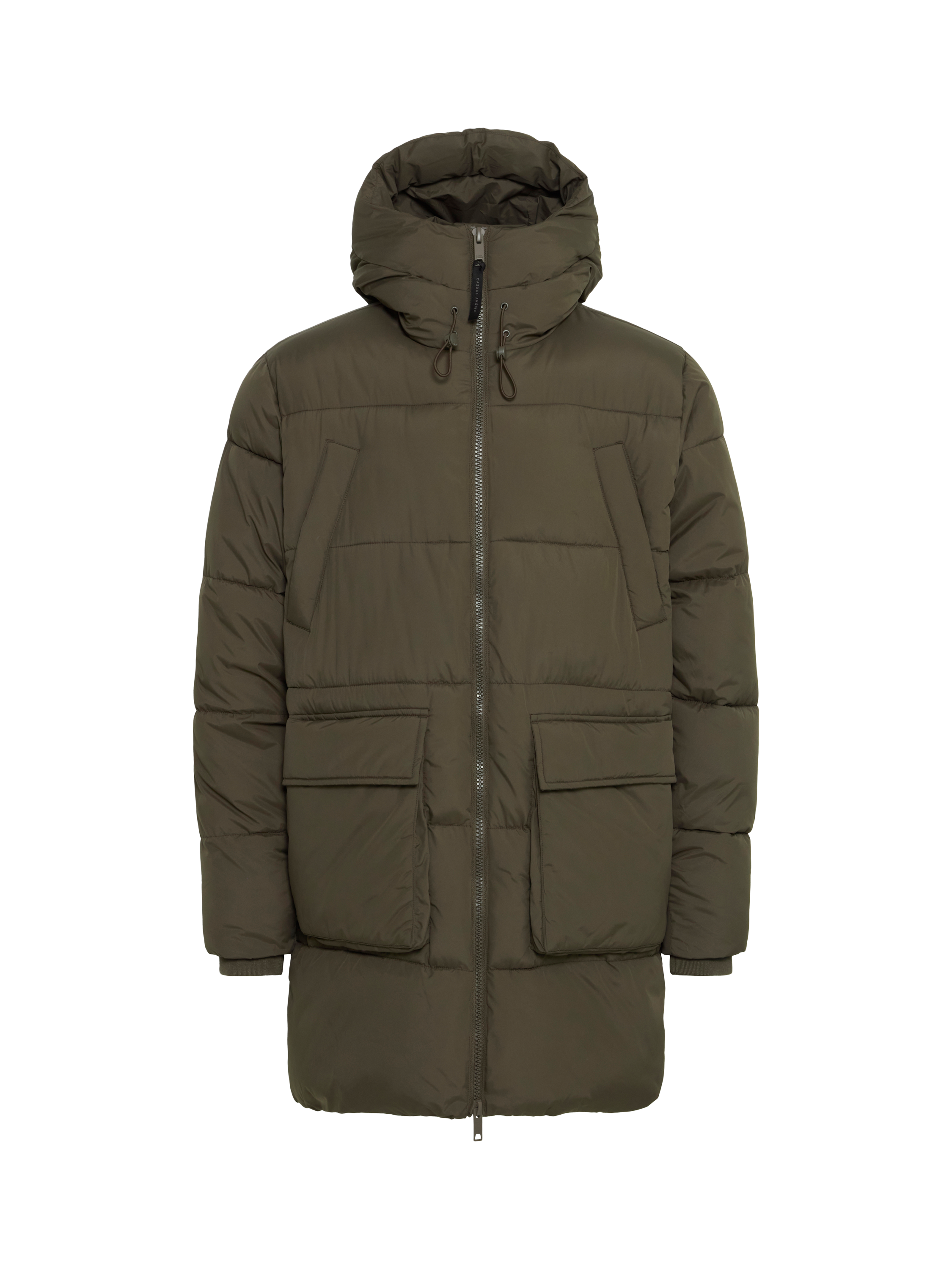 Casual Friday Newton Longline Hooded Puffer Coat, Olive