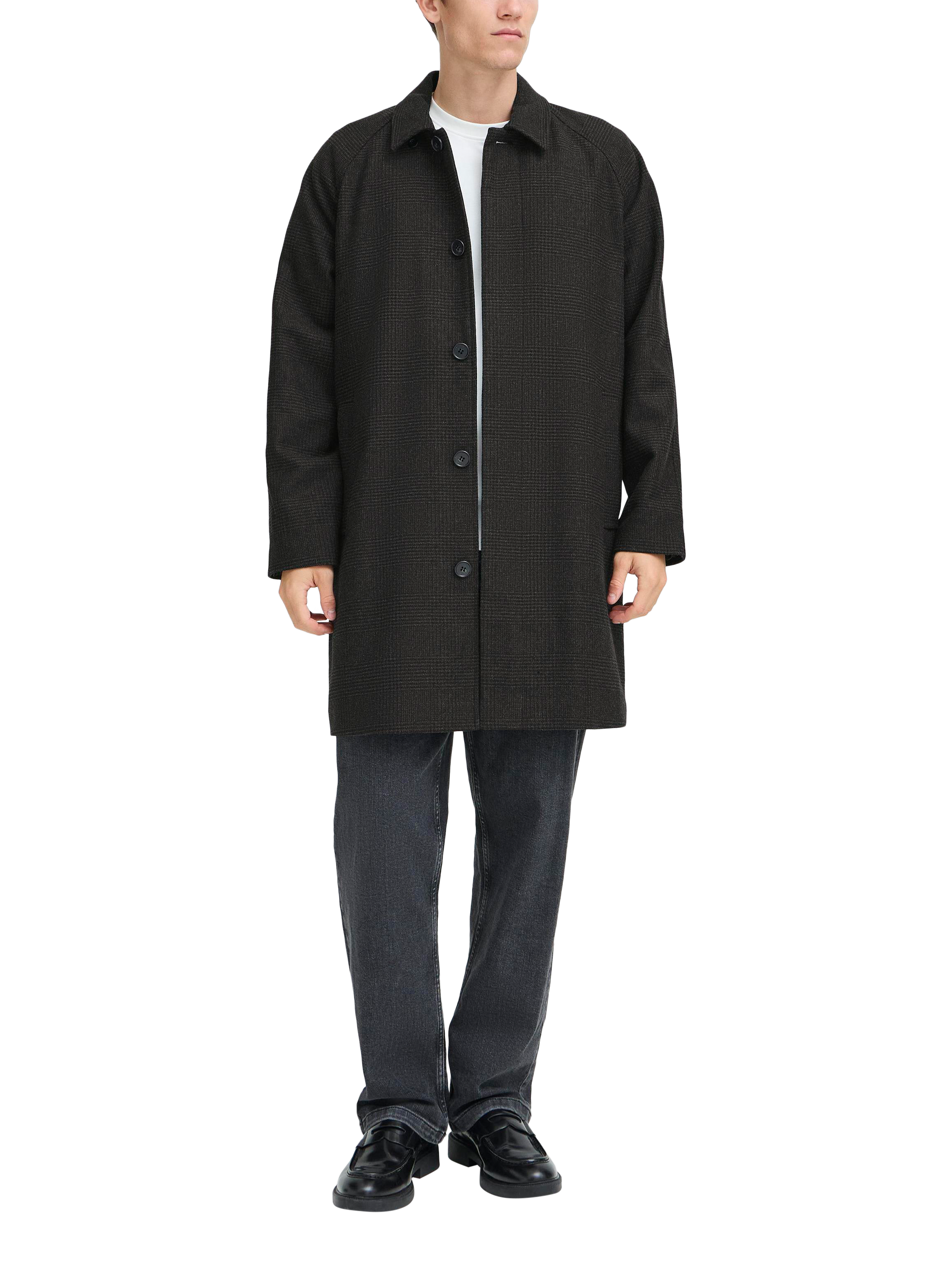 Product image 1 of 7, which shows Casual Friday Mats Overcoat, Dark Grey Melange, S