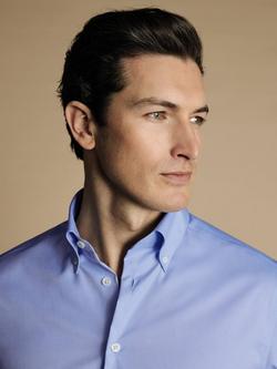 Charles Tyrwhitt Regular Fit Button Down Collar Cotton Shirt - view 2, Sky Blue