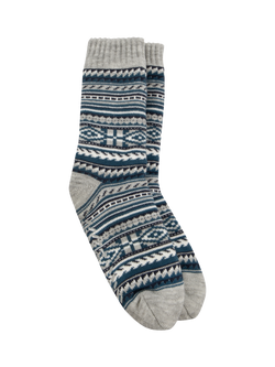 totes Fair Isle Slipper Socks, Blue/Grey