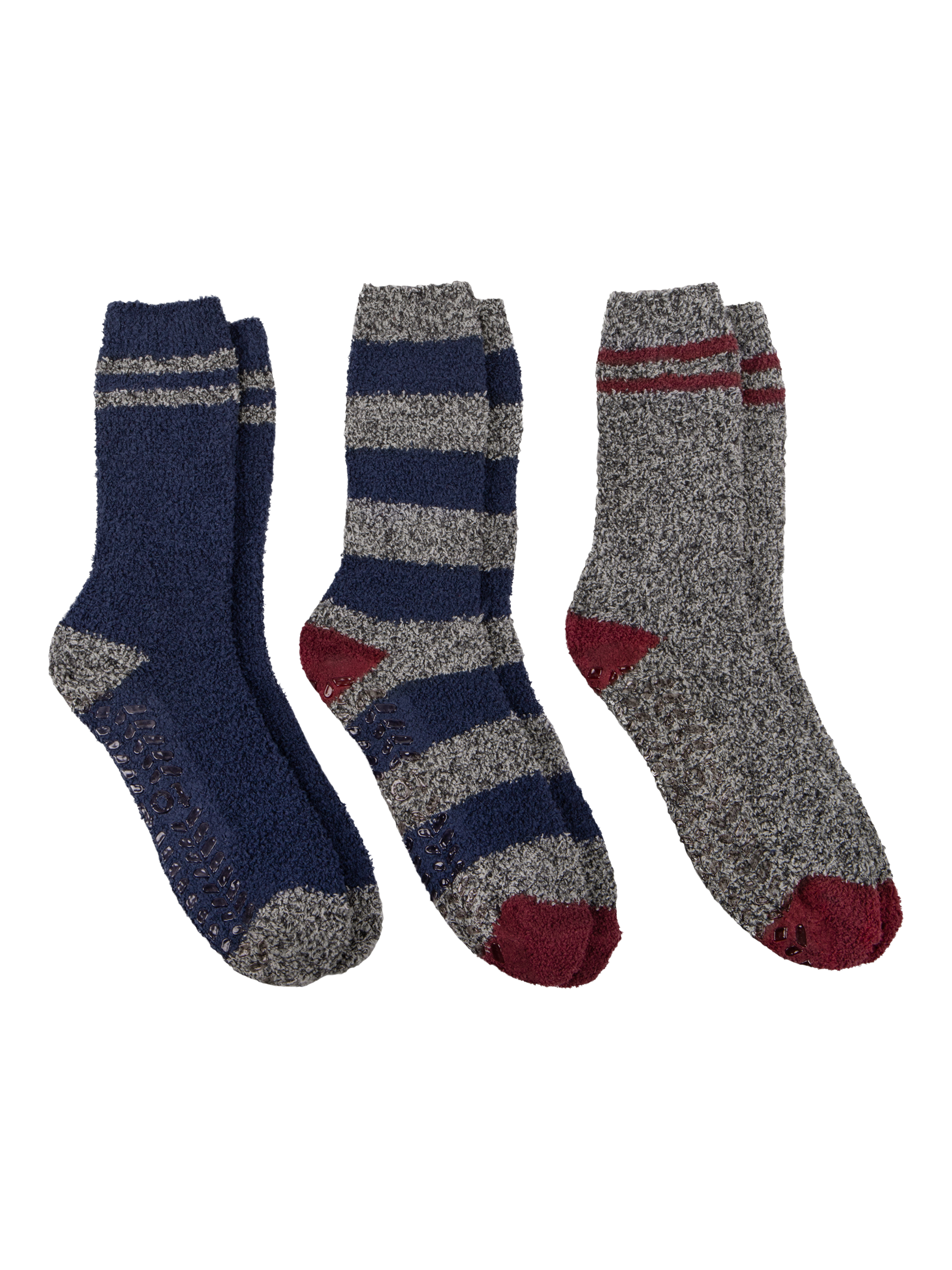 Product image 1 of 9, which shows totes Mixed Slipper Socks, Pack of 3, Navy Mix, 8-11