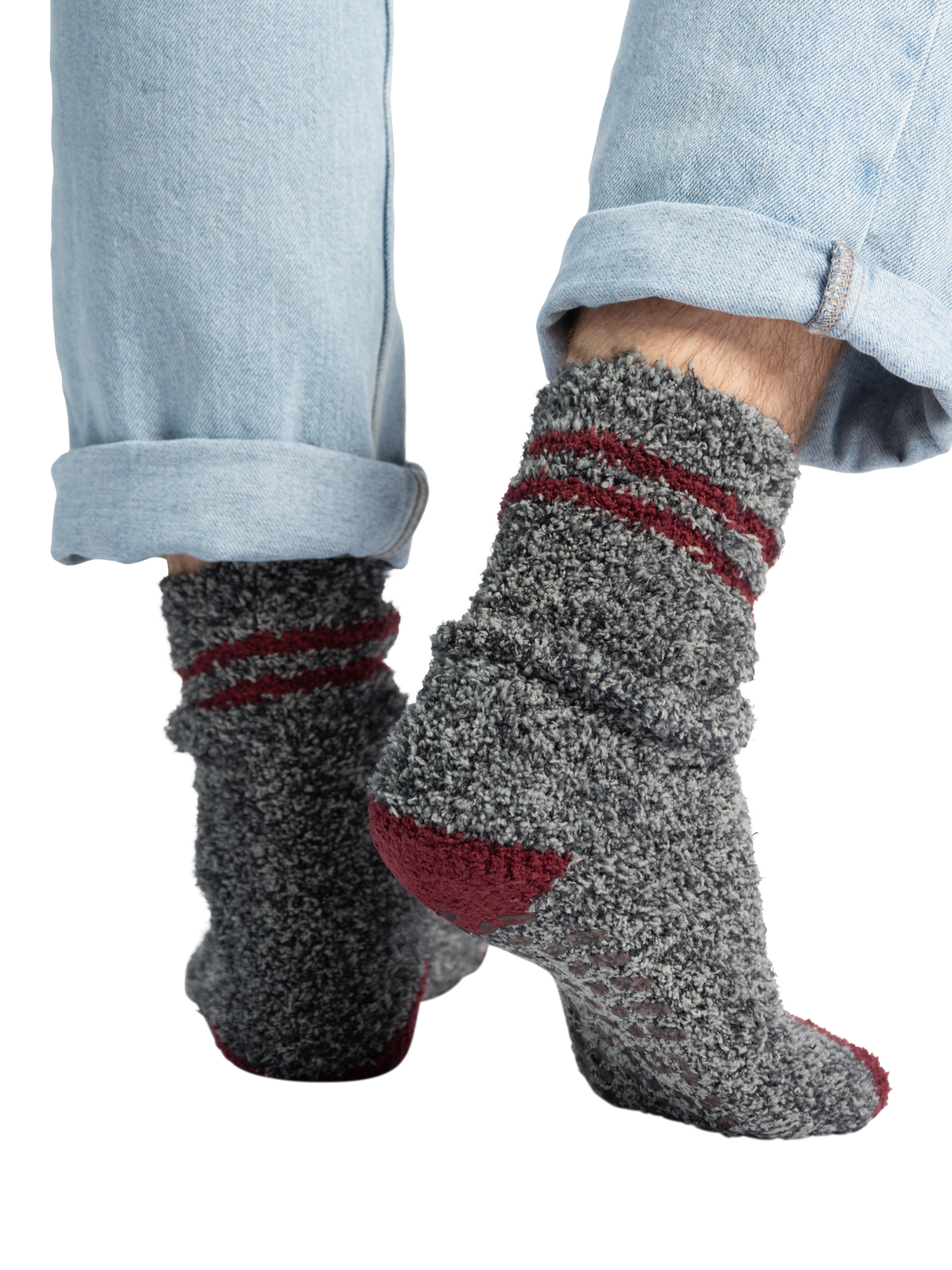 Product image 4 of 9, which shows totes Mixed Slipper Socks, Pack of 3, Navy Mix, 8-11