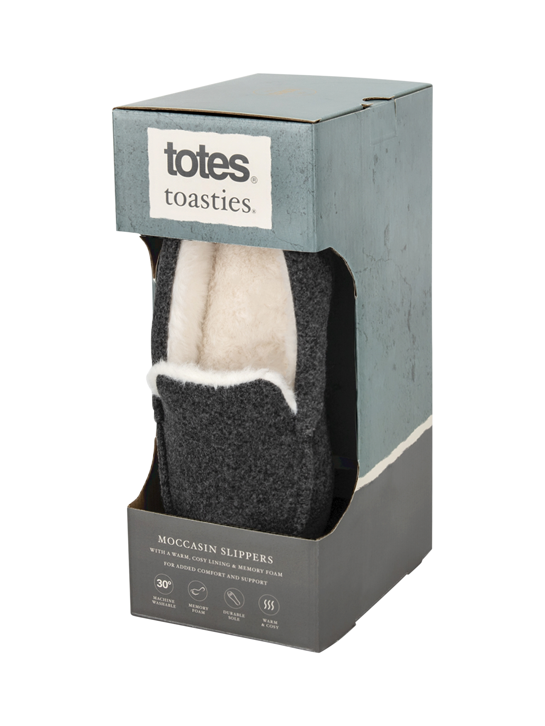Product image 7 of 8, which shows totes Felt Moccasin Slippers, Grey, L