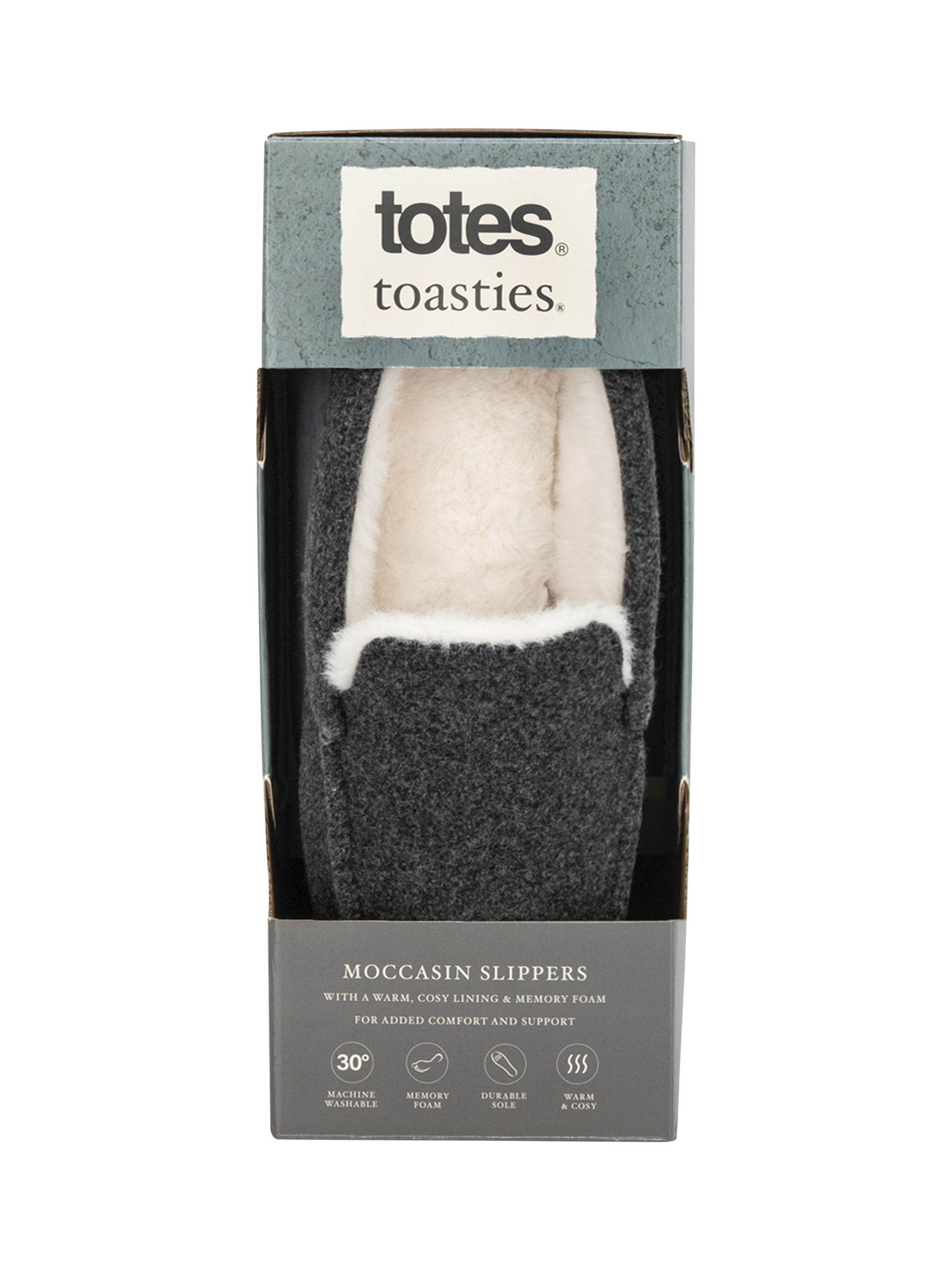 Product image 8 of 8, which shows totes Felt Moccasin Slippers, Grey, L