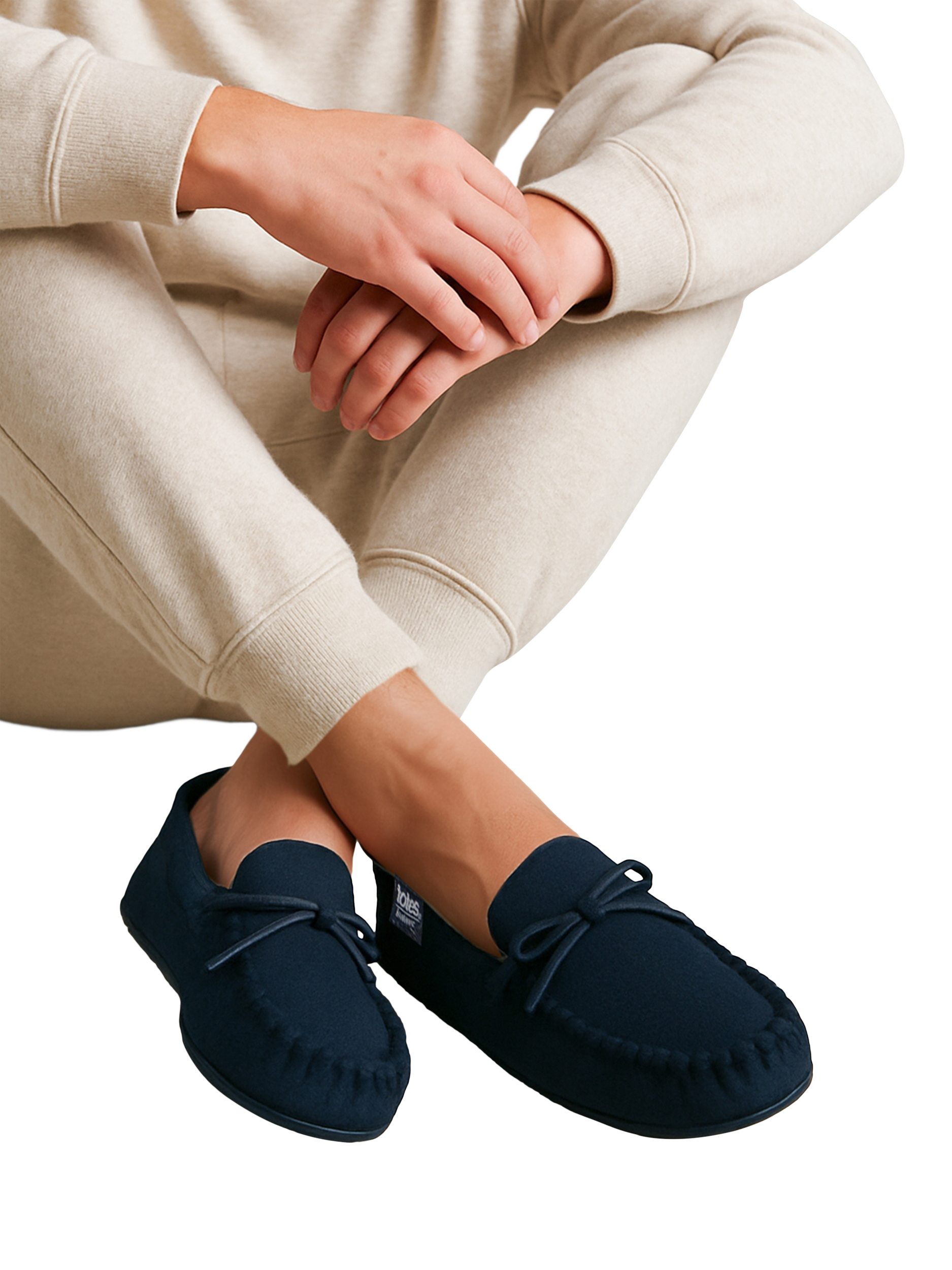 Product image 2 of 6, which shows totes Moccasin Slippers, Navy, 10