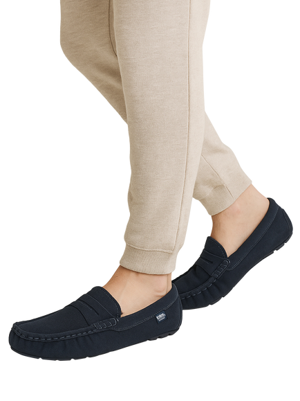 totes Moccasin Suede Slippers - view 2, Navy