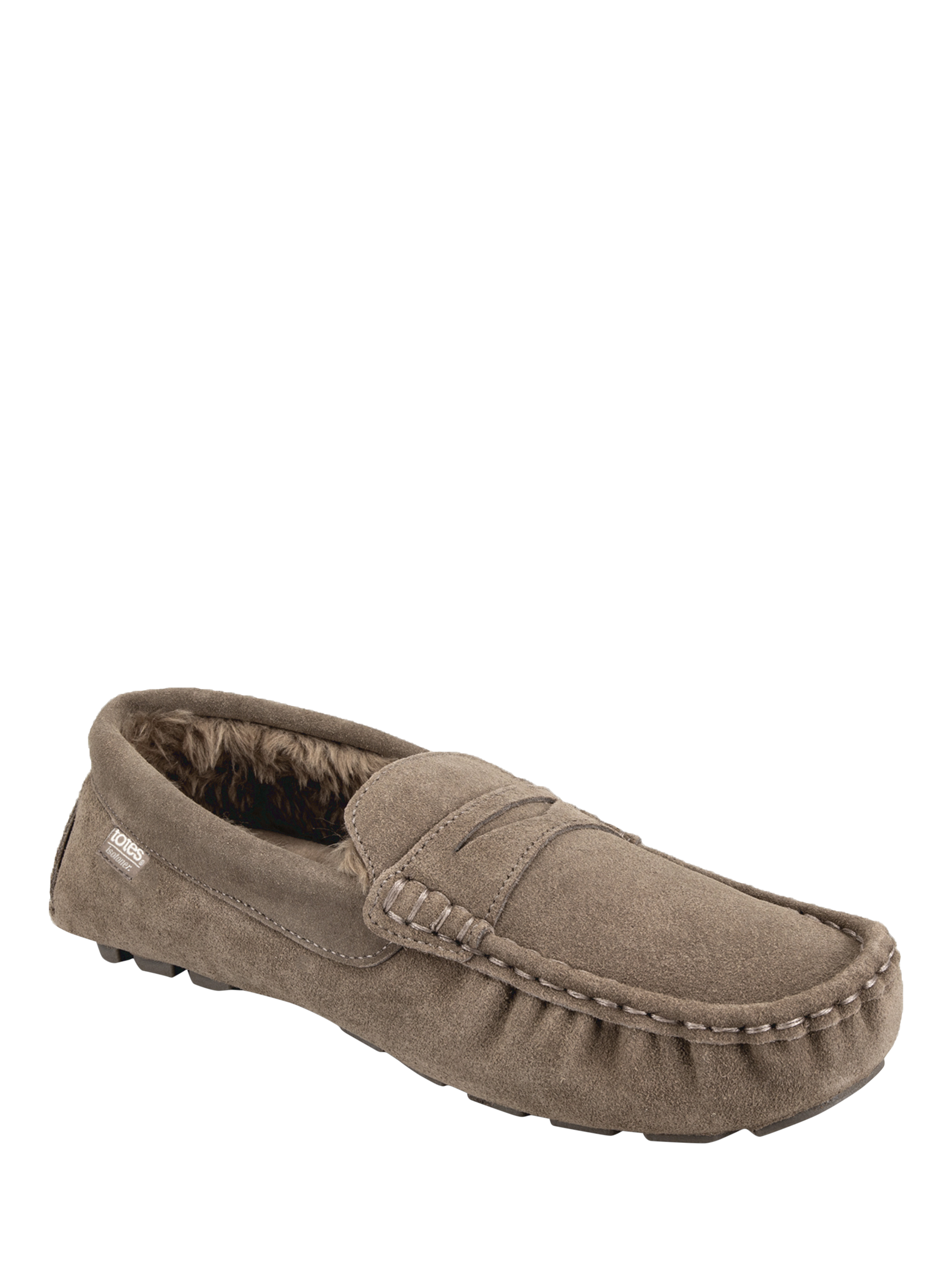 Product image 4 of 6, which shows totes Moccasin Suede Slippers, Sand, 8