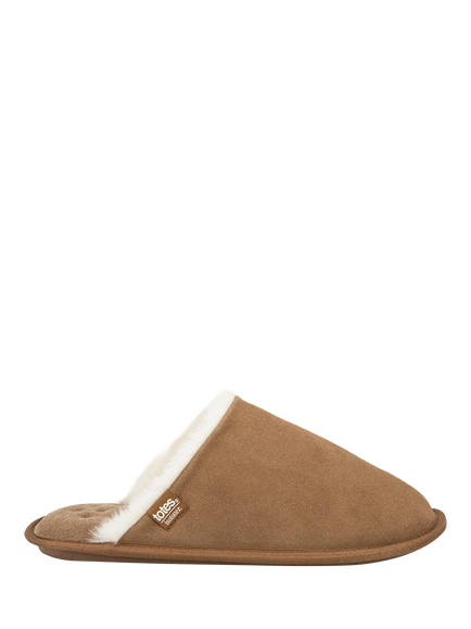 totes Men's Isotoner Mule Suede Slippers, Tan